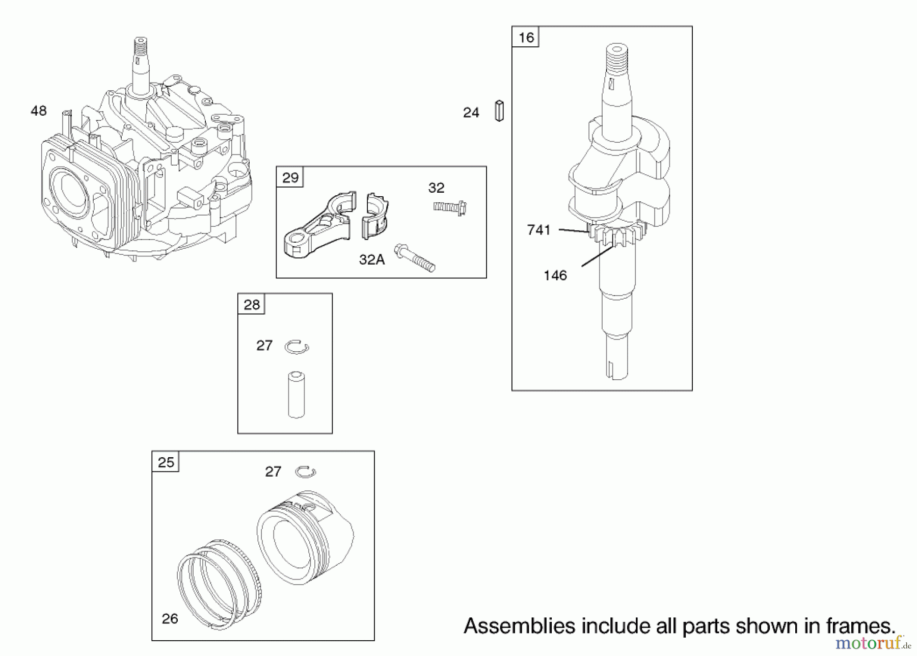 Toro Neu Mowers, Walk-Behind Seite 1 20038 - Toro Super Recycler Mower with Bag, 2002 (220000001-220999999) CRANKSHAFT ASSEMBLY ENGINE BRIGGS AND STRATTON MODEL 122602-0111-E1