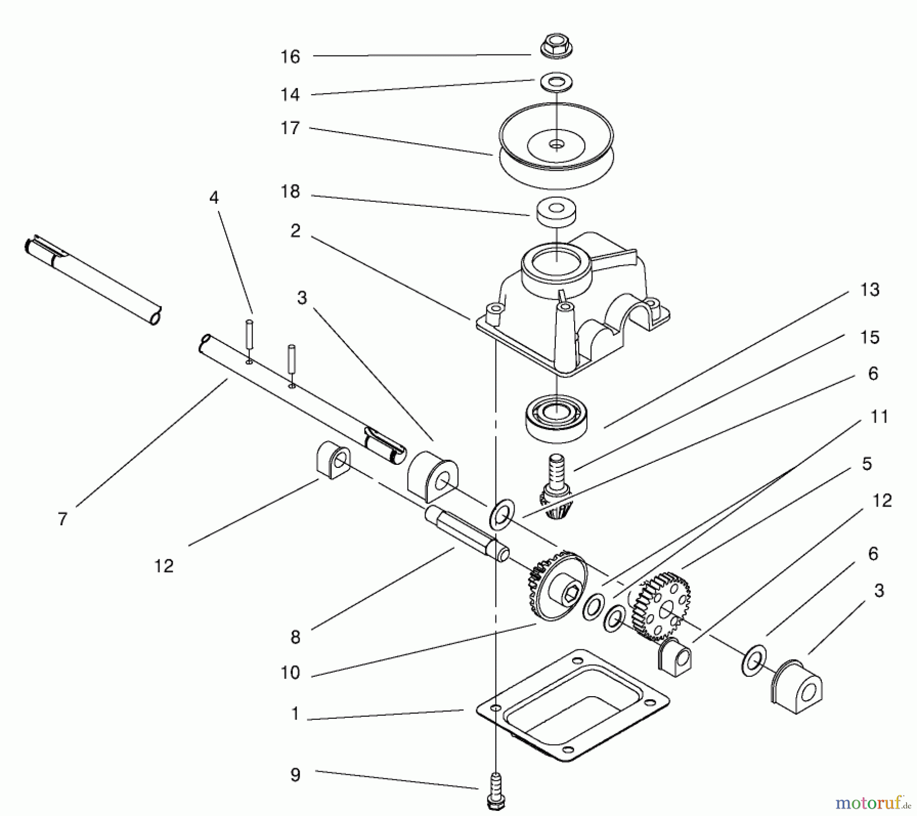  Toro Neu Mowers, Walk-Behind Seite 1 20042 (SR-21S) - Toro Super Recycler Mower, SR-21S, 2000 (200000001-200999999) GEAR CASE ASSEMBLY