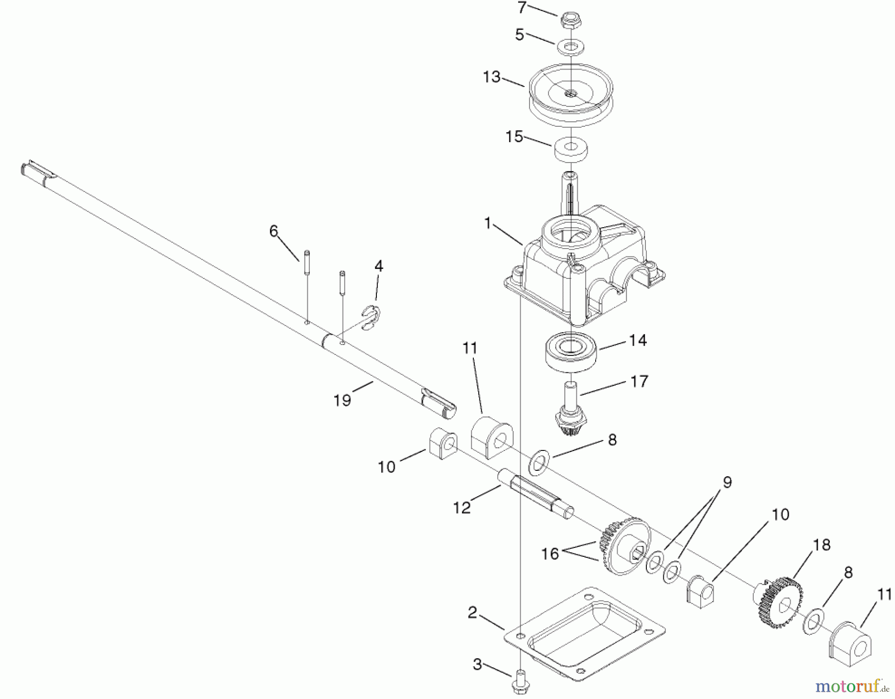  Toro Neu Mowers, Walk-Behind Seite 1 20054 - Toro Super Recycler Lawn Mower, 2005 (250000001-250999999) GEARCASE ASSEMBLY NO. 104-7676