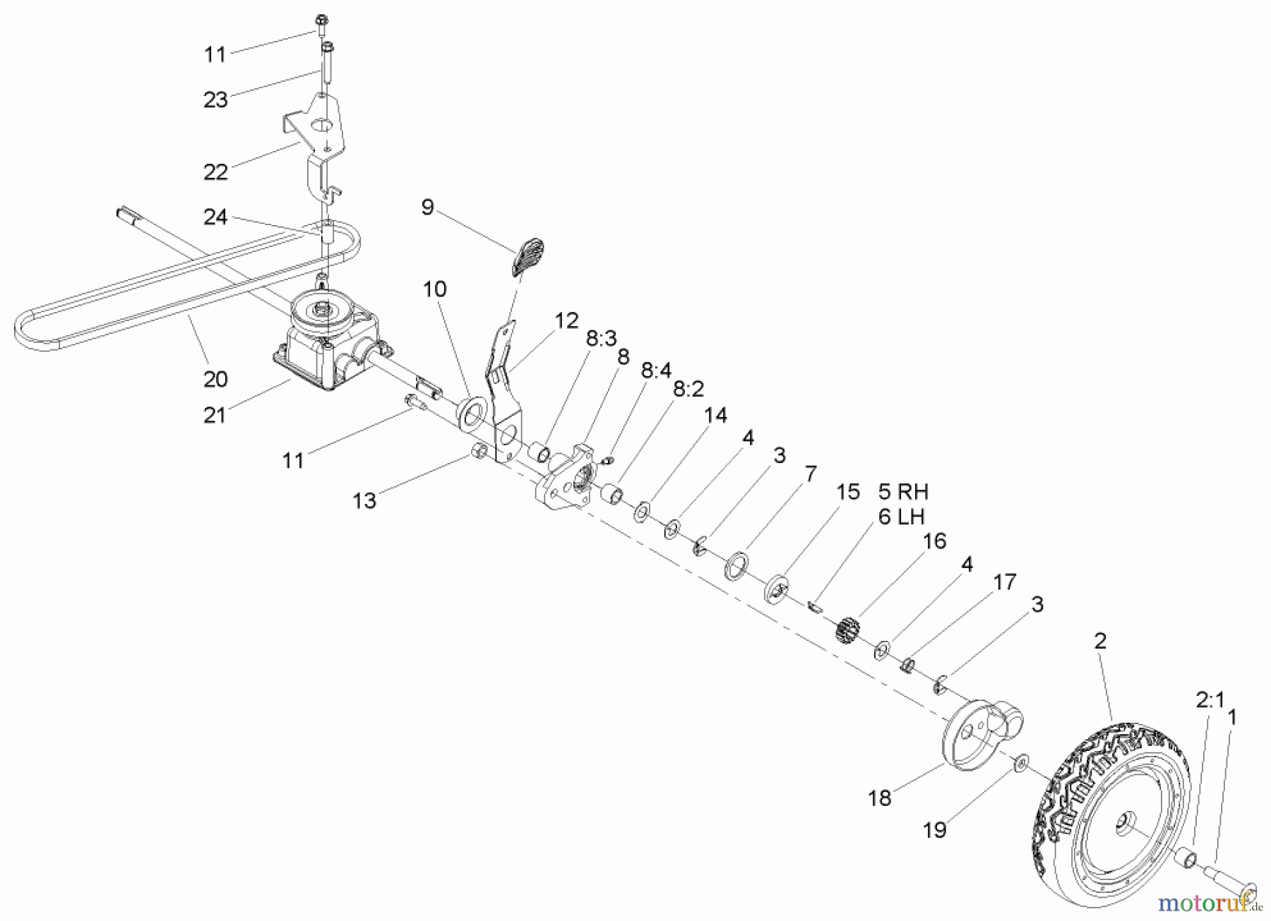Toro Neu Mowers, Walk-Behind Seite 1 20057 - Toro Super Recycler Lawn Mower, 2005 (250000001-250999999) TRANSMISSION ASSEMBLY