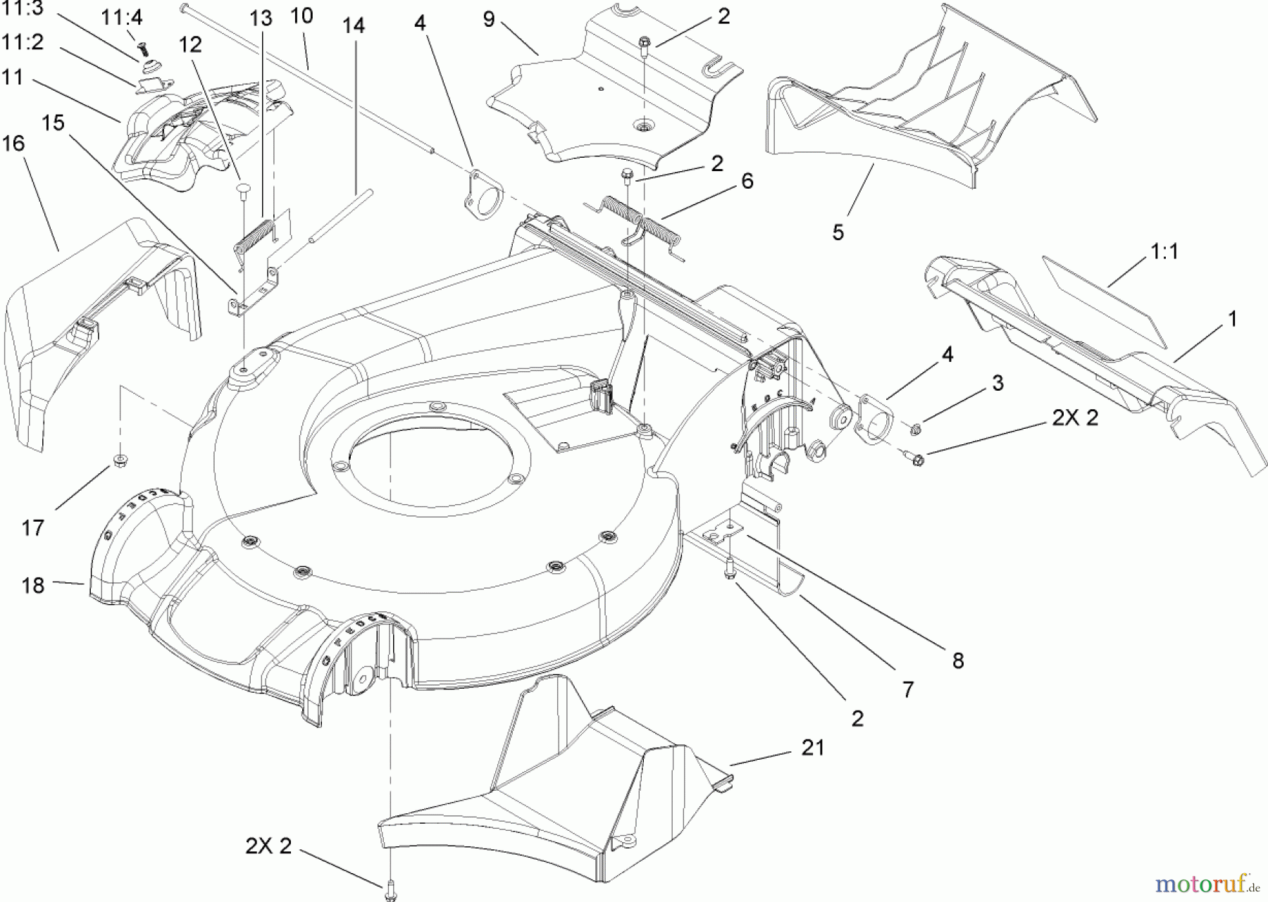 Toro Neu Mowers, Walk-Behind Seite 1 20057 - Toro Super Recycler Lawn Mower, 2006 (260000001-260999999) HOUSING ASSEMBLY