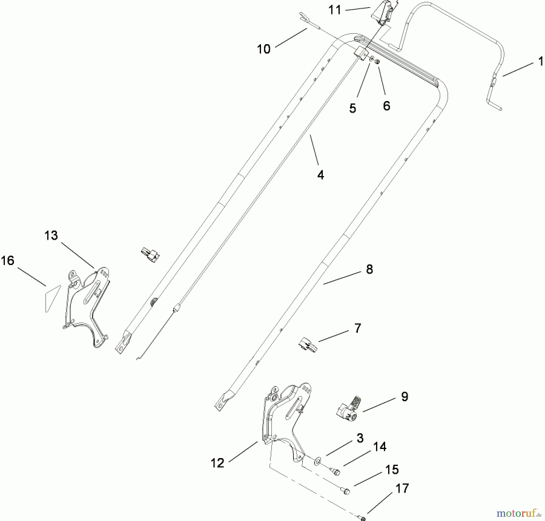 Toro Neu Mowers, Walk-Behind Seite 1 20090C - Toro Super Recycler Lawn Mower, 2008 (280000001-280999999) HANDLE ASSEMBLY
