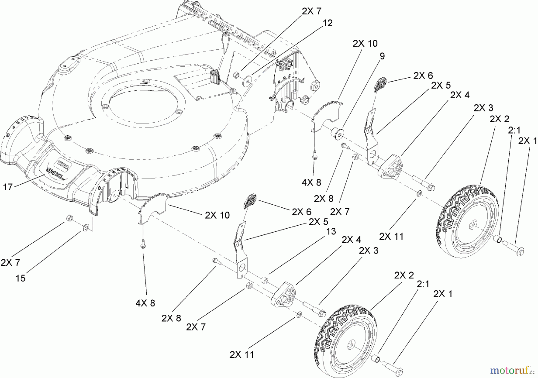 Toro Neu Mowers, Walk-Behind Seite 1 20090C - Toro Super Recycler Lawn Mower, 2008 (280000001-280999999) HEIGHT-OF-CUT ASSEMBLY