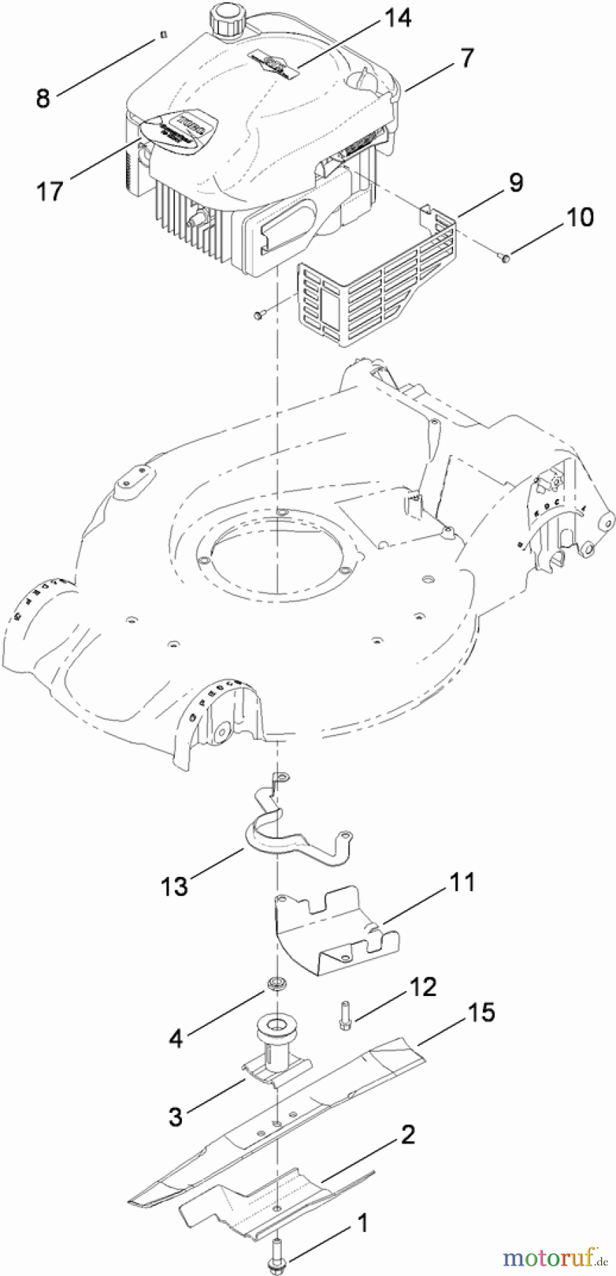  Toro Neu Mowers, Walk-Behind Seite 1 20092 - Toro Super Recycler Lawn Mower, 2010 (310020058-310020237) ENGINE AND BLADE ASSEMBLY