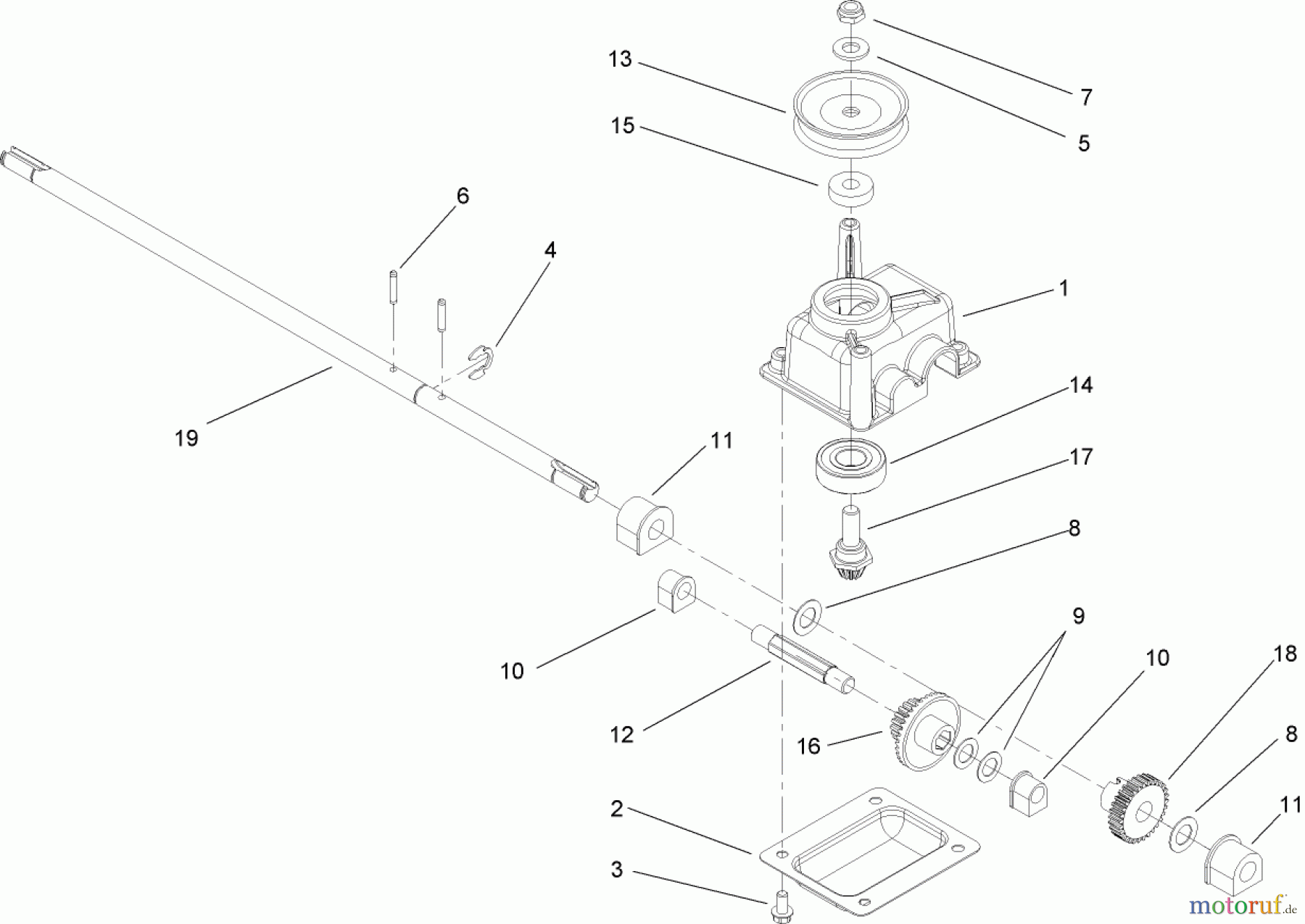  Toro Neu Mowers, Walk-Behind Seite 1 20092C - Toro Super Recycler Lawn Mower, 2008 (280000001-280999999) GEAR CASE ASSEMBLY NO. 108-8140