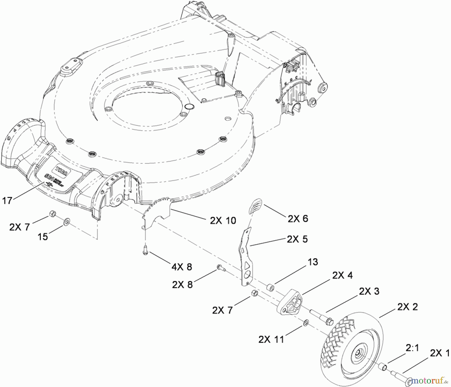  Toro Neu Mowers, Walk-Behind Seite 1 20092C - Toro Super Recycler Lawn Mower, 2009 (290000001-290999999) FRONT WHEEL AND HEIGHT-OF-CUT ASSEMBLY