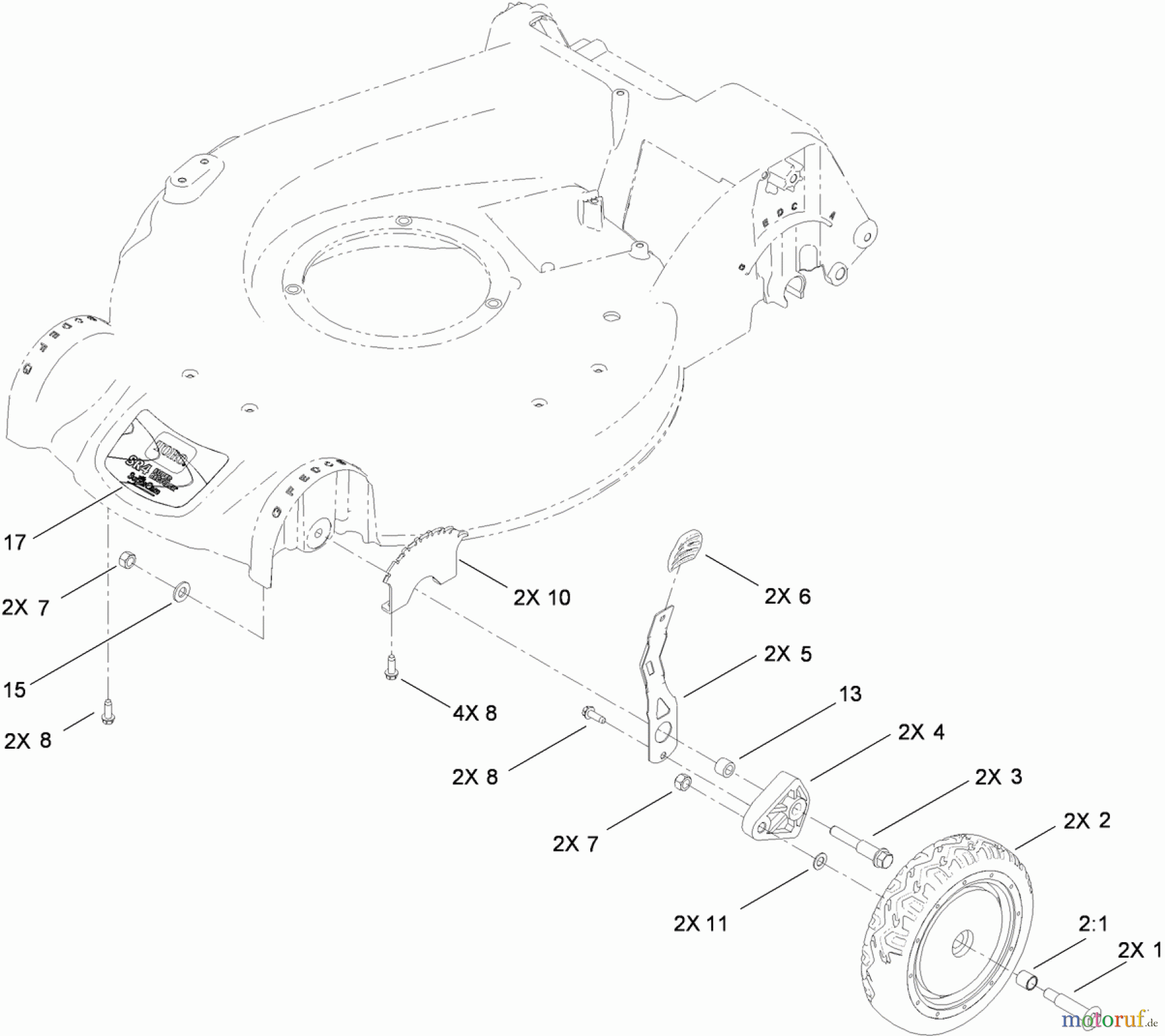 Toro Neu Mowers, Walk-Behind Seite 1 20095 - Toro Super Recycler Lawn Mower, 2010 (310004923-310999999) FRONT WHEEL AND HEIGHT-OF-CUT ASSEMBLY