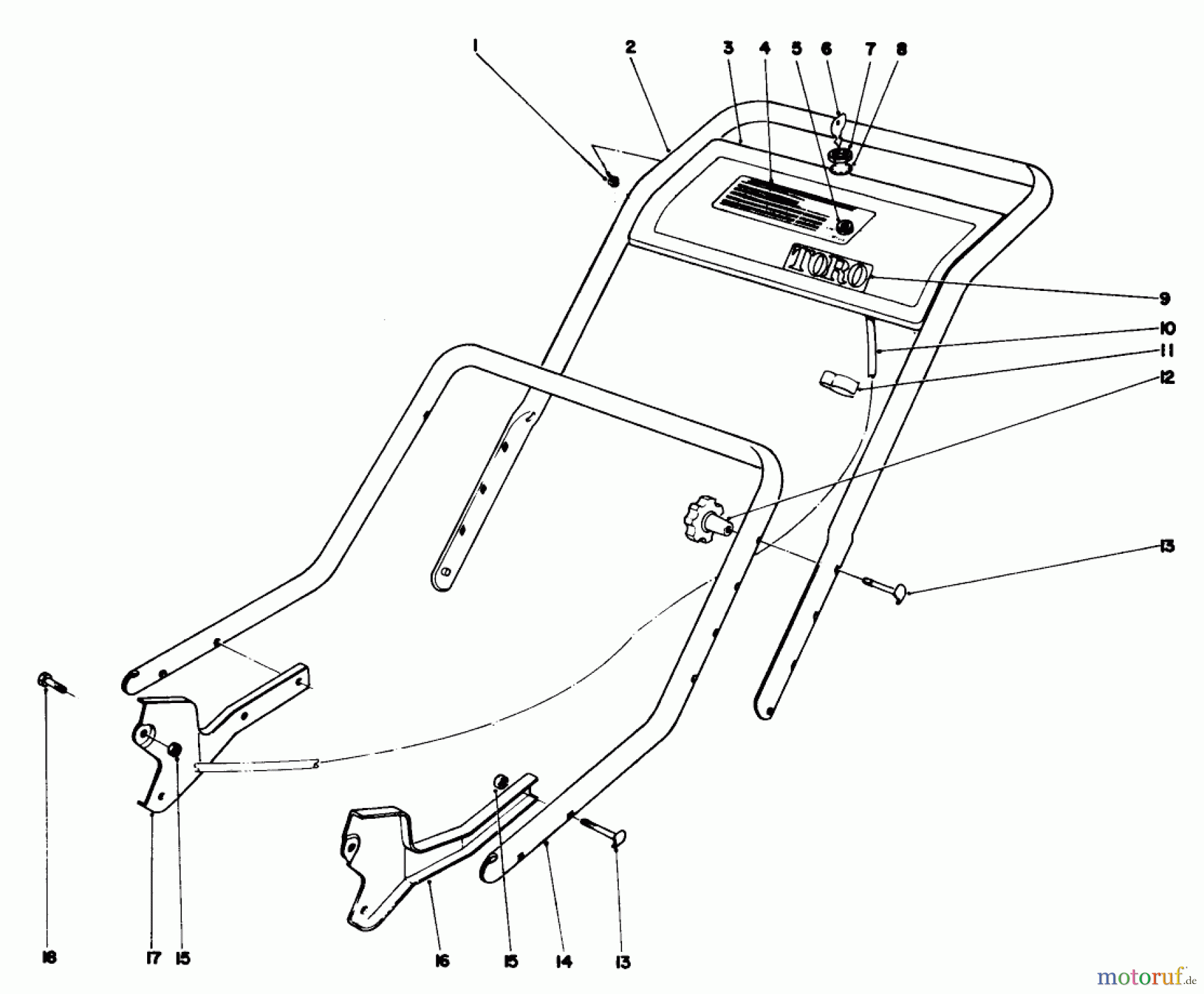  Toro Neu Mowers, Walk-Behind Seite 1 20550 - Toro Lawnmower, 1974 (4000001-4999999) HANDLE ASSEMBLY MODEL NO. 20440