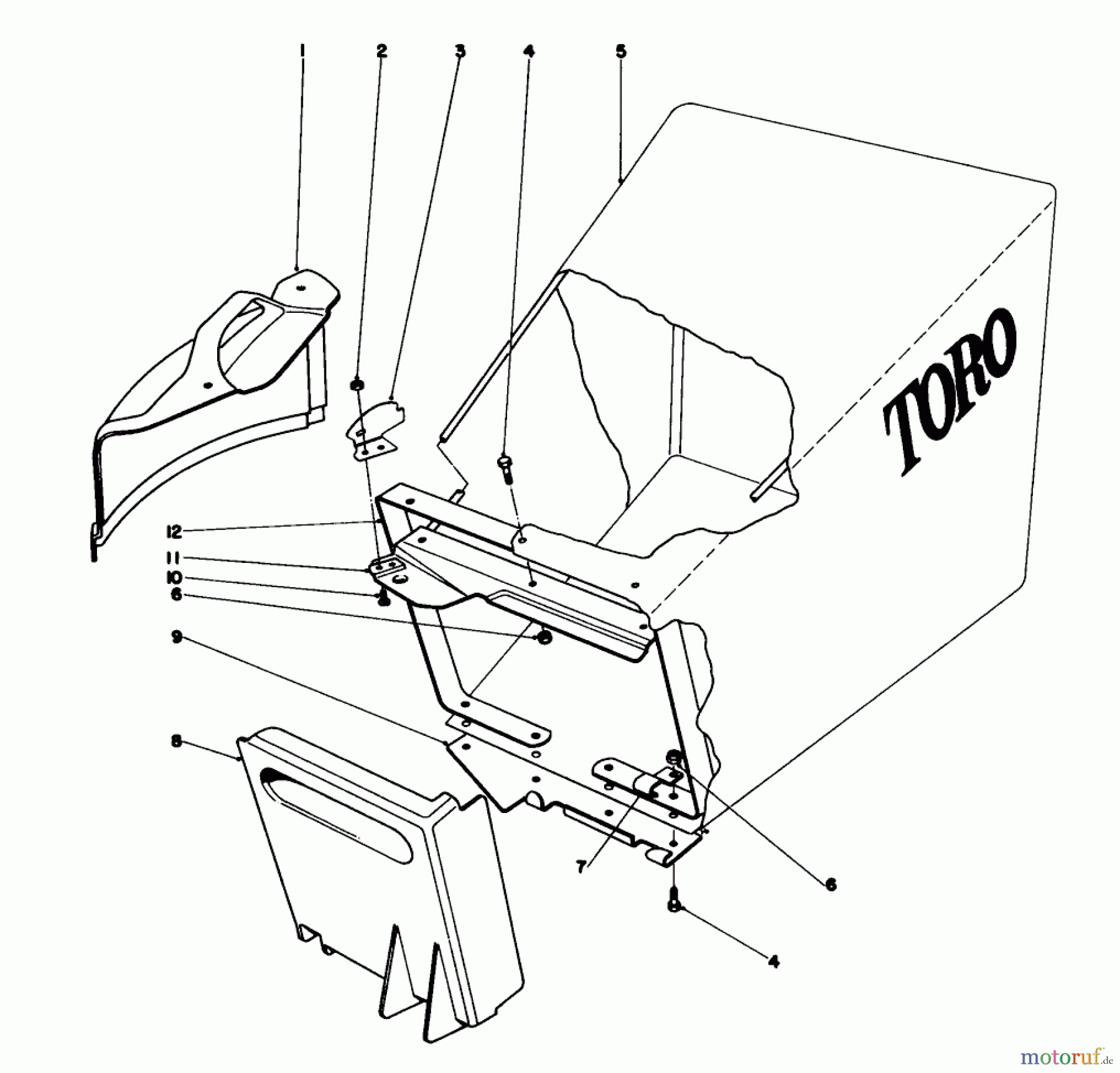 Toro Neu Mowers, Walk-Behind Seite 1 20440 - Toro Lawnmower, 1975 (5000001-5999999) GRASS BAG ASSEMBLY