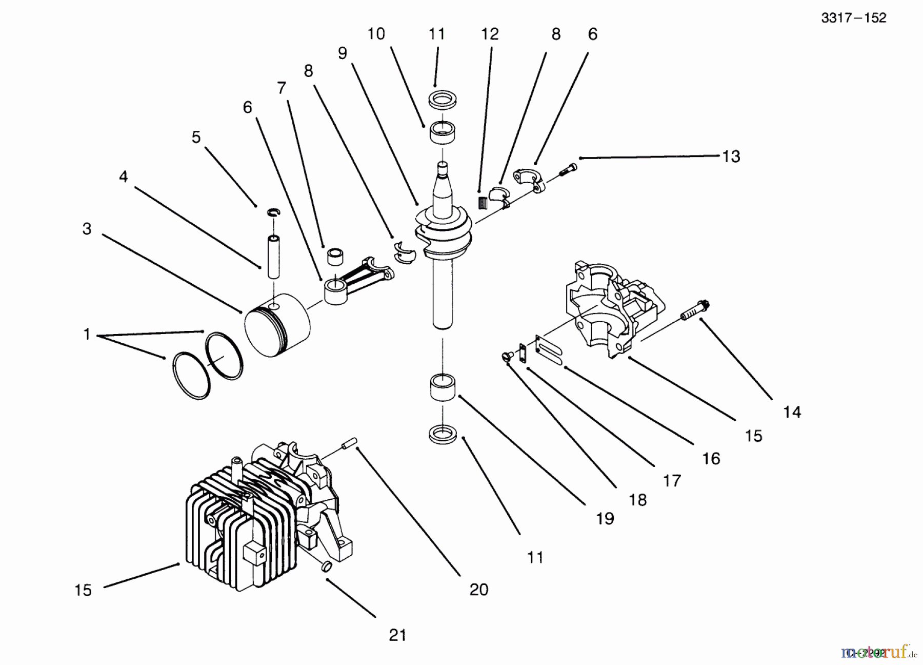  Toro Neu Mowers, Walk-Behind Seite 1 20443 - Toro Lawnmower, 1995 (5900001-5999999) BLOCK ASSEMBLY (MODEL NO. 20441 ONLY)