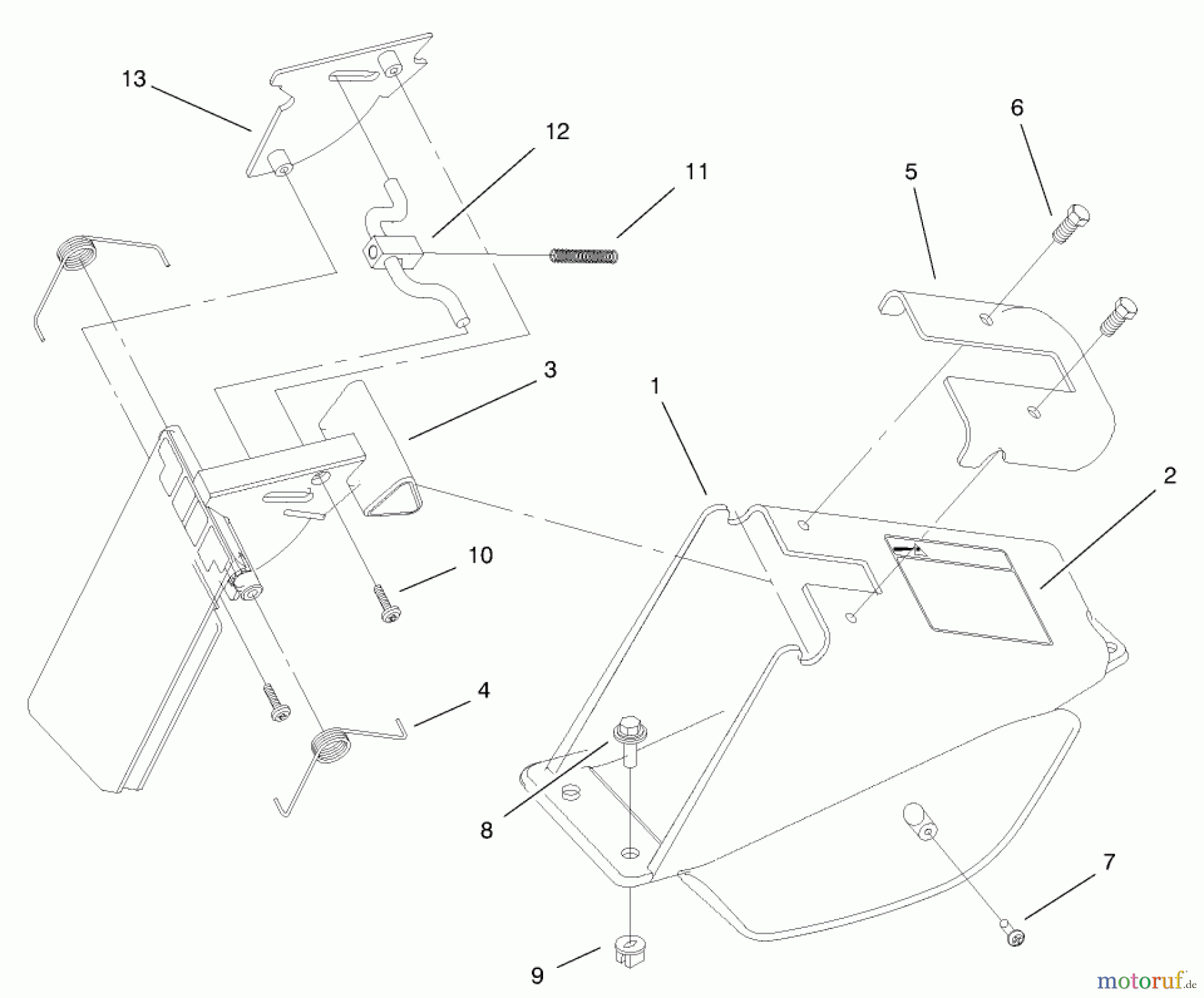  Toro Neu Mowers, Walk-Behind Seite 1 20457 - Toro Lawnmower, 1997 (7900001-7999999) DISCHARGE CHUTE & DOOR ASSEMBLY
