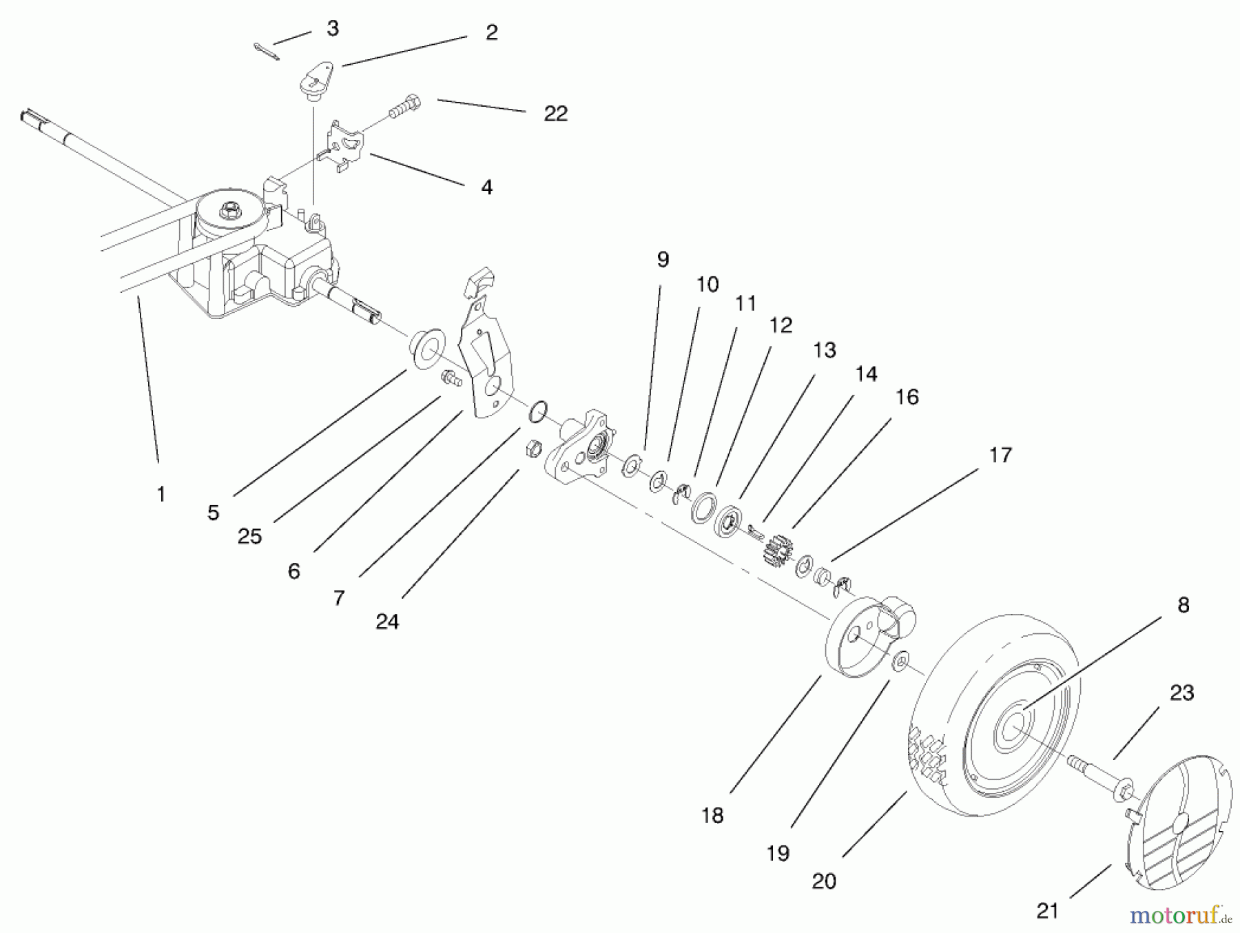 Toro Neu Mowers, Walk-Behind Seite 1 20475 - Toro Lawnmower, 1996 (6900001-6999999) REAR AXLE ASSEMBLY