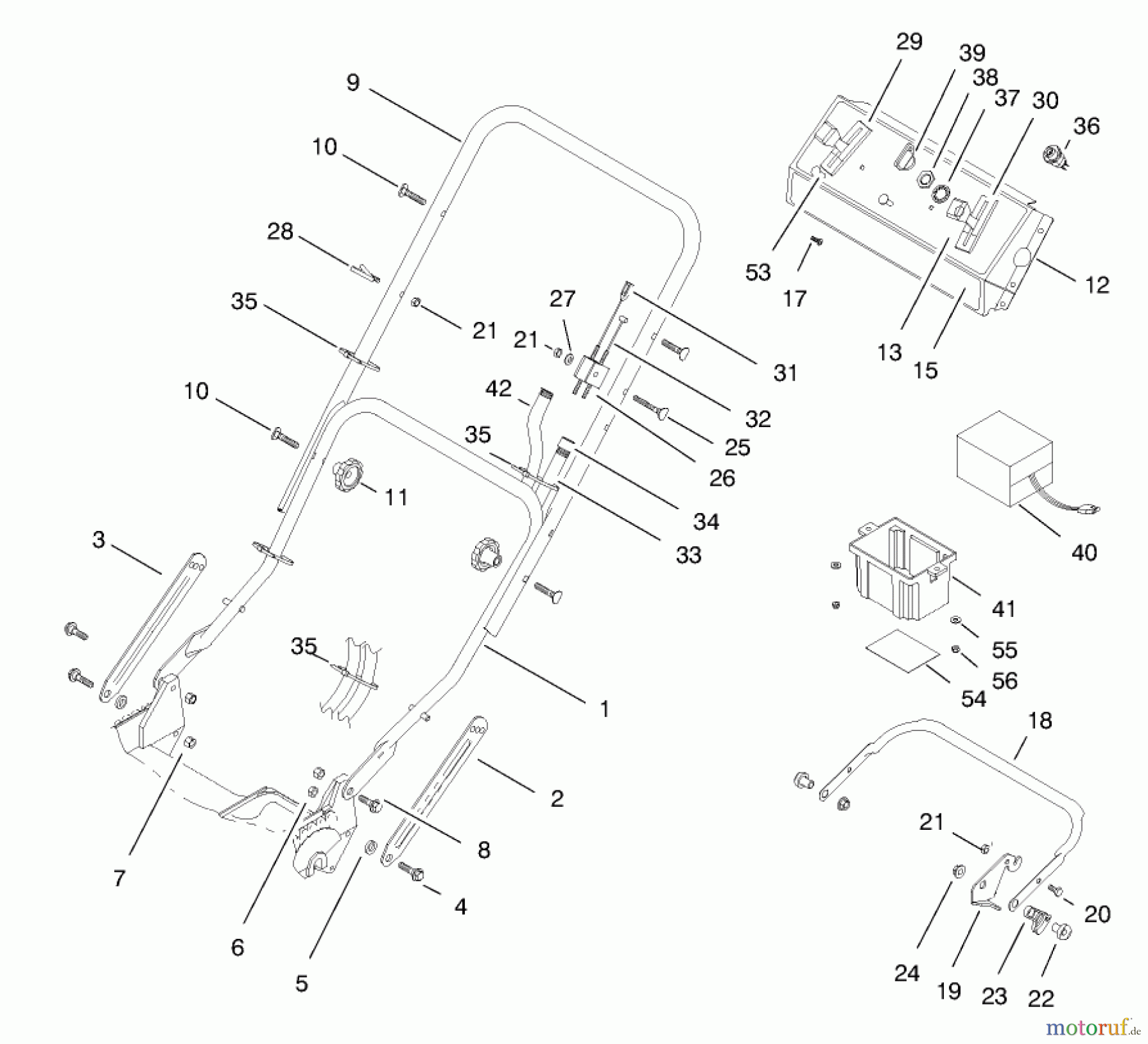  Toro Neu Mowers, Walk-Behind Seite 1 20480 - Toro Super Recycler Lawnmower, 1997 (7900001-7999999) HANDLE ASSEMBLY