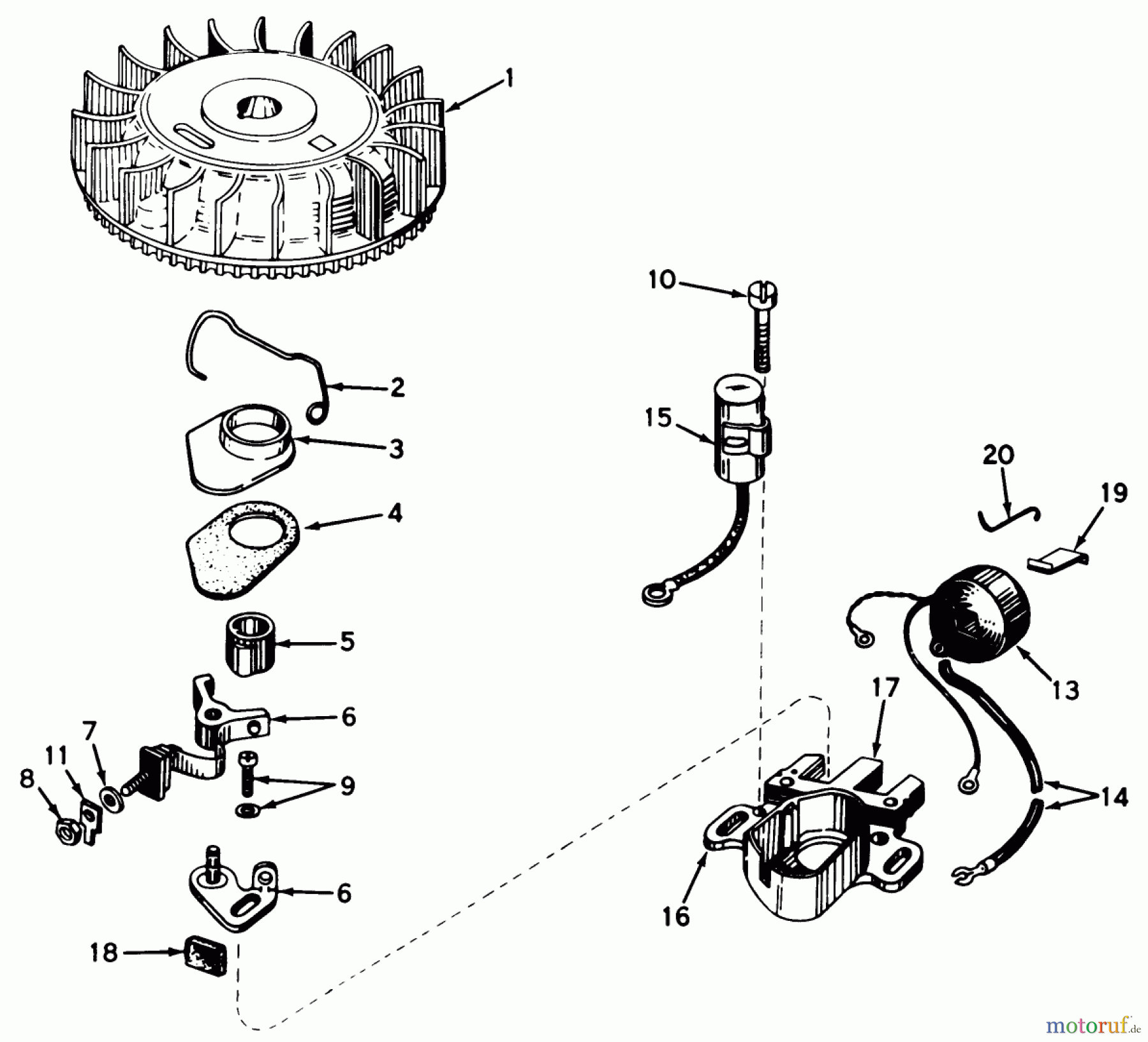 Toro Neu Mowers, Walk-Behind Seite 1 20506 - Toro Lawnmower, 1976 (6000001-6999999) MAGNETO NO. 610755