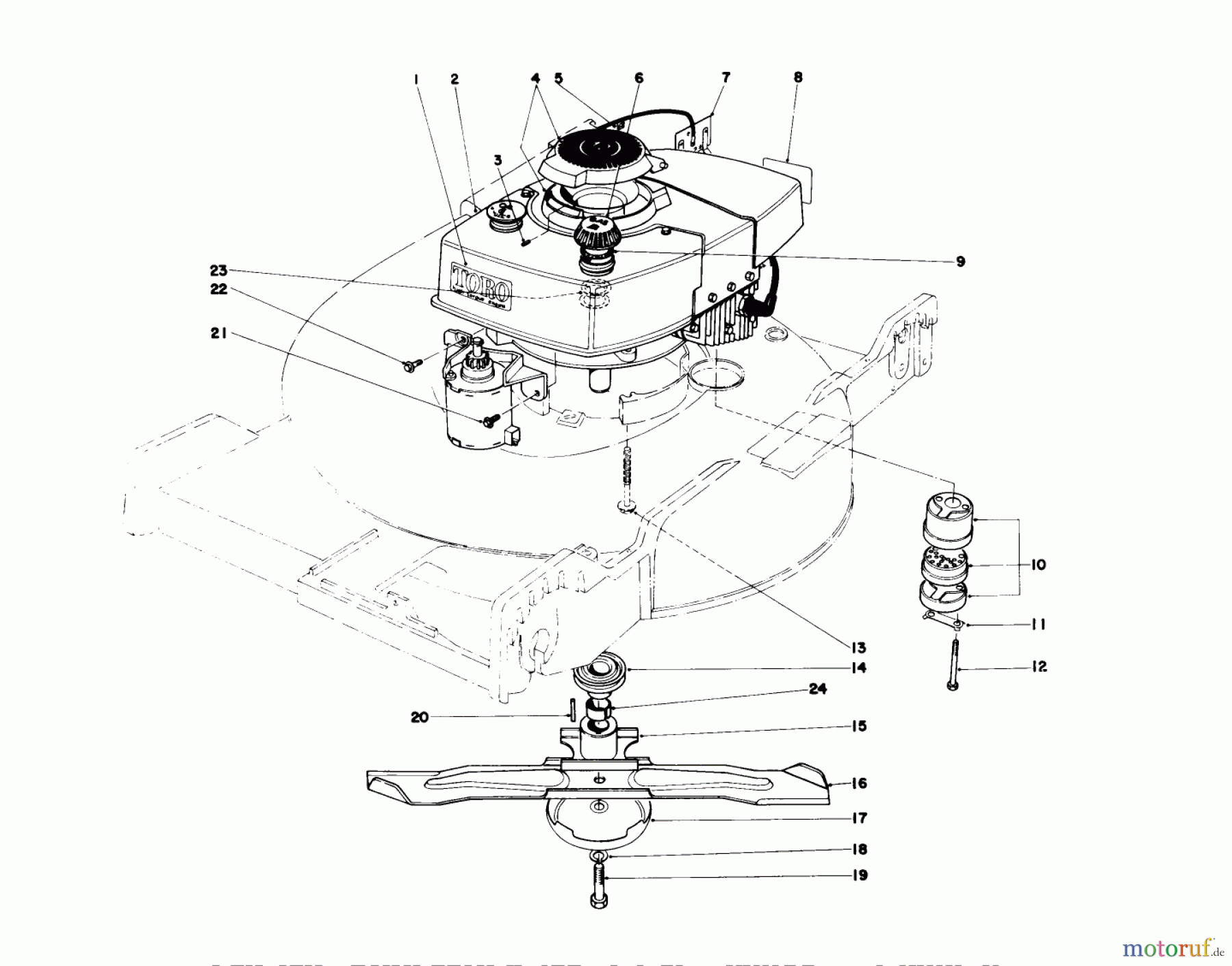 Toro Neu Mowers, Walk-Behind Seite 1 20517 - Toro Lawnmower, 1977 (7000001-7999999) ENGINE ASSEMBLY (MODEL NO. 20644 AND 20657)