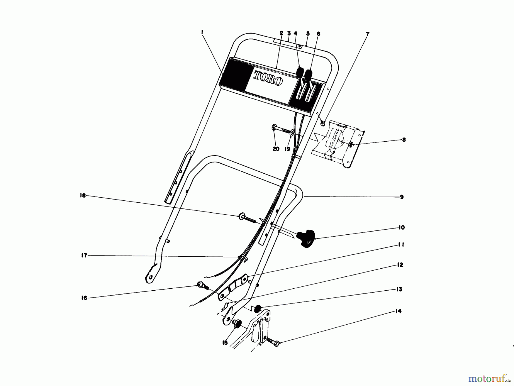 Toro Neu Mowers, Walk-Behind Seite 1 20575 - Toro Lawnmower, 1978 (8000001-8007500) HANDLE ASSEMBLY