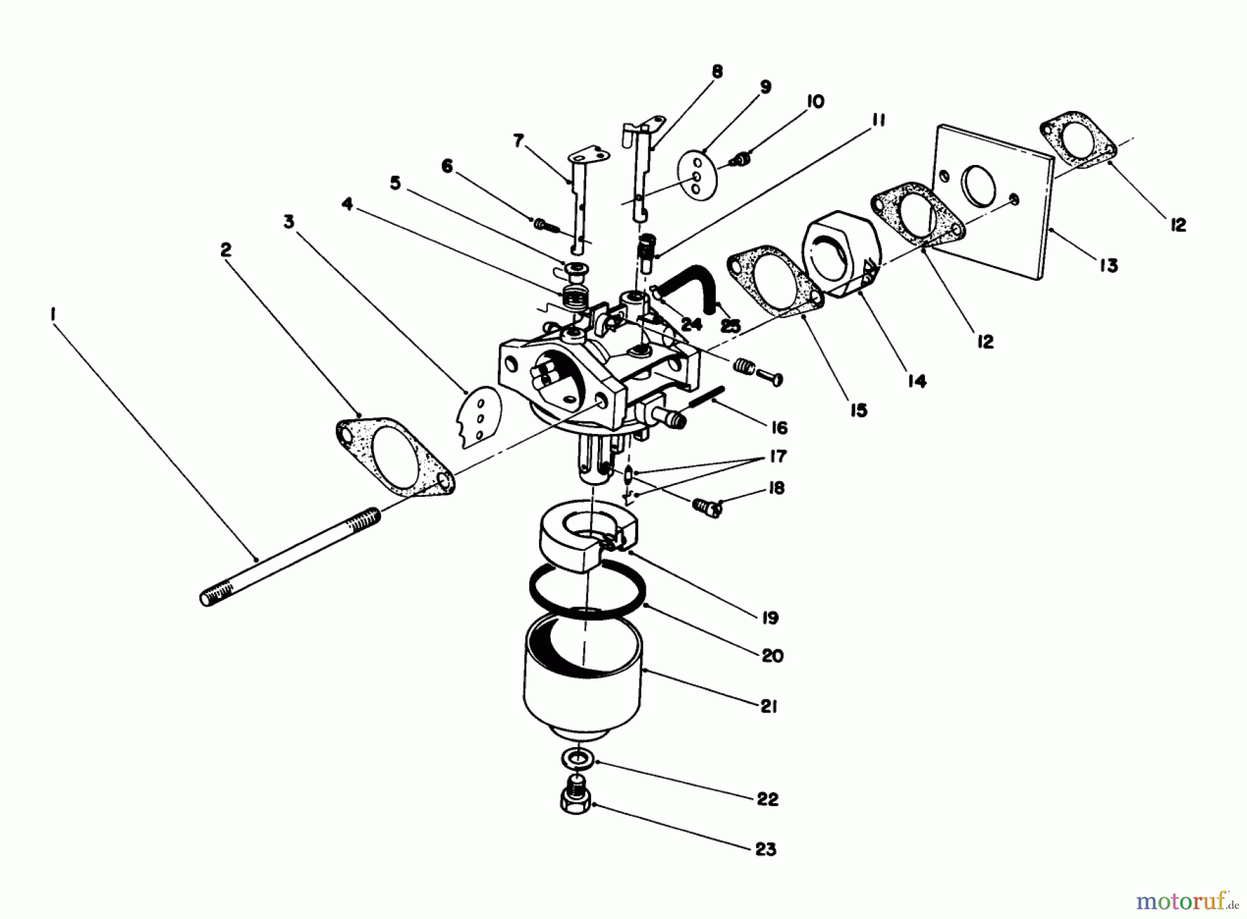 Toro Neu Mowers, Walk-Behind Seite 1 20581 - Toro Lawnmower, 1988 (8000001-8999999) CARBURETOR ASSEMBLY (ENGINE MODEL NO. 47PH7)