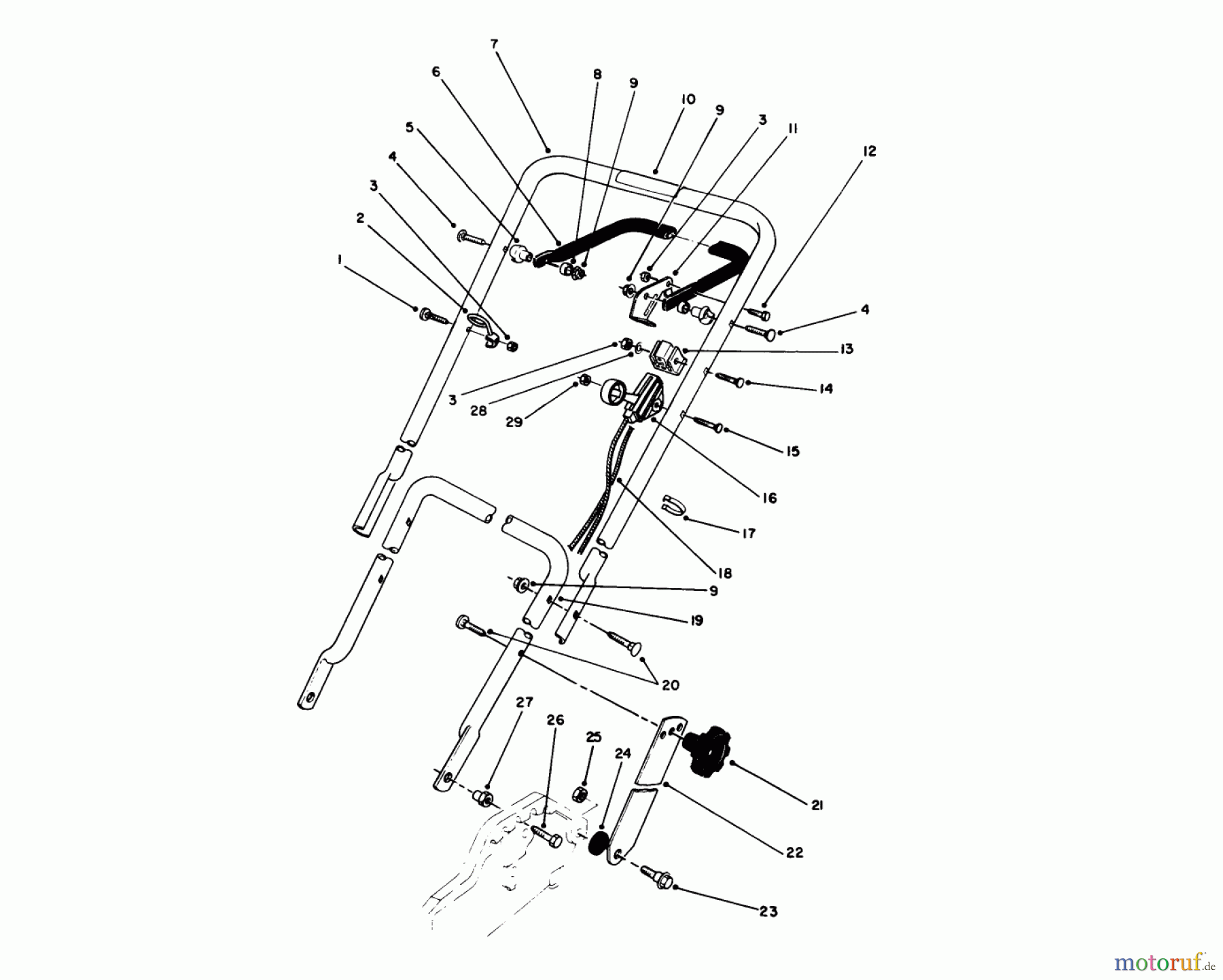Toro Neu Mowers, Walk-Behind Seite 1 20586 - Toro Lawnmower, 1988 (8000001-8999999) HANDLE & THROTTLE CONTROL ASSEMBLY