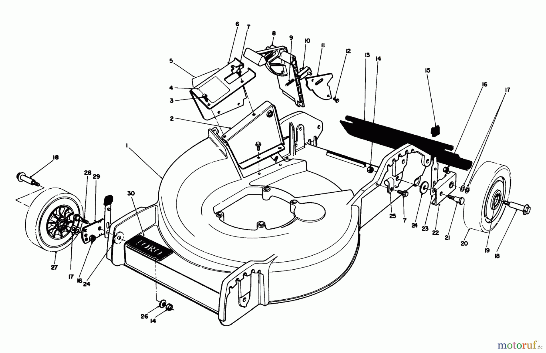 Toro Neu Mowers, Walk-Behind Seite 1 20586C - Toro Lawnmower, 1989 (9000001-9999999) HOUSING ASSEMBLY
