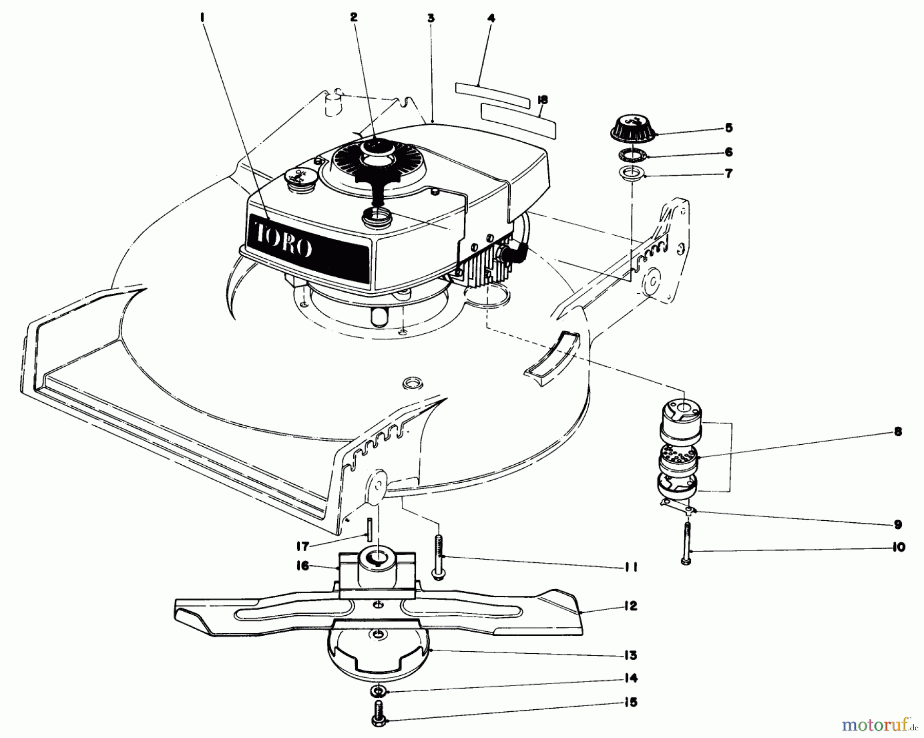 Toro Neu Mowers, Walk-Behind Seite 1 20610 - Toro Lawnmower, 1981 (1000001-1999999) ENGINE ASSEMBLY