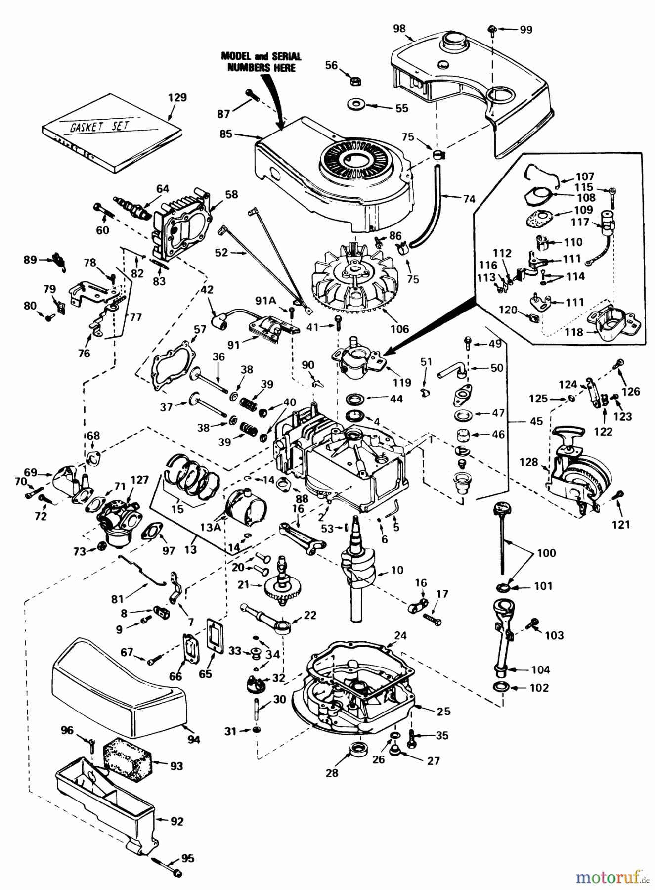 Toro Neu Mowers, Walk-Behind Seite 1 20610 - Toro Lawnmower, 1981 (1000001-1999999) ENGINE TECUMSEH MODEL NO. TNT-100-10063D