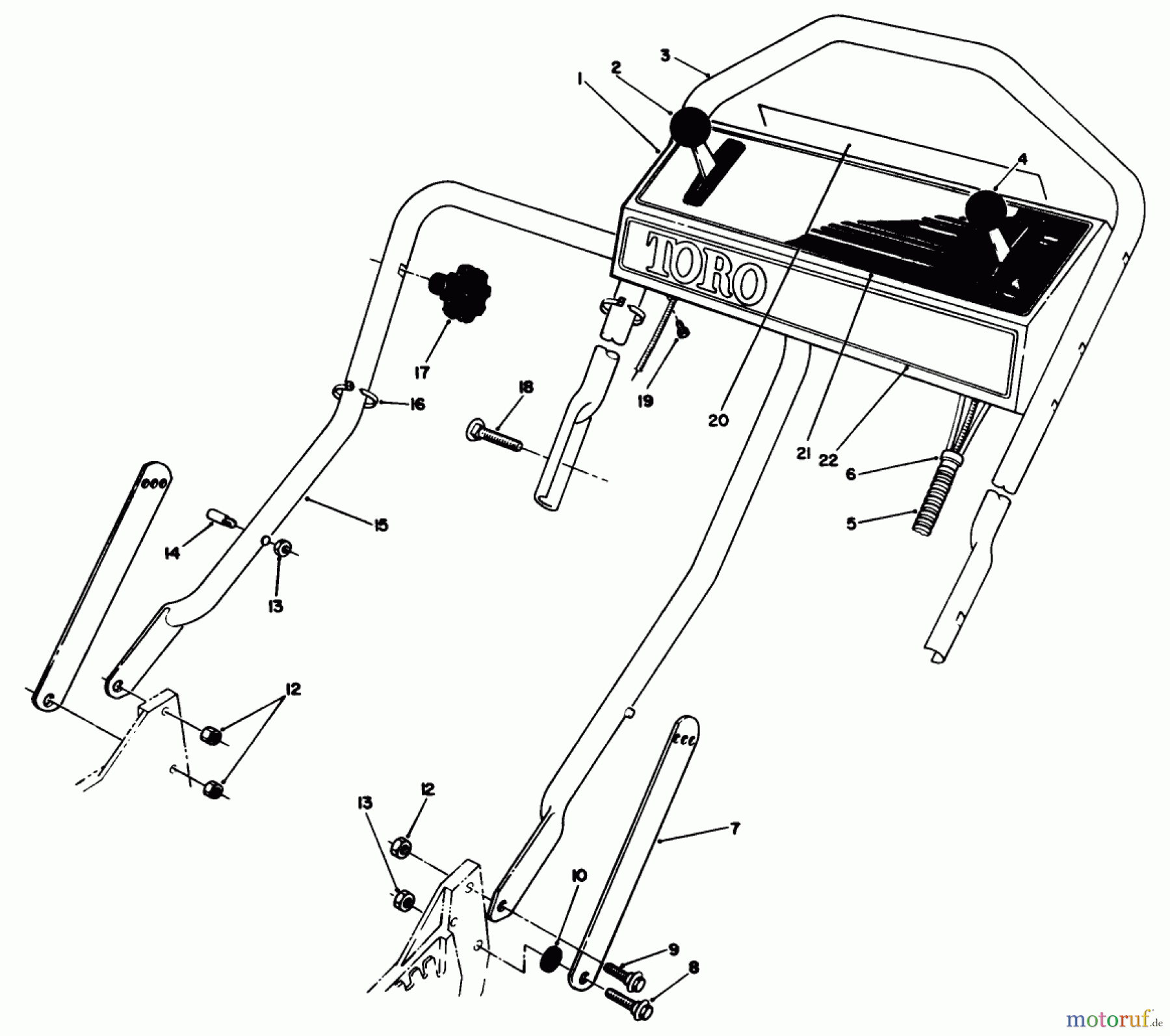 Toro Neu Mowers, Walk-Behind Seite 1 20620C - Toro Lawnmower, 1988 (8000001-8999999) HANDLE ASSEMBLY
