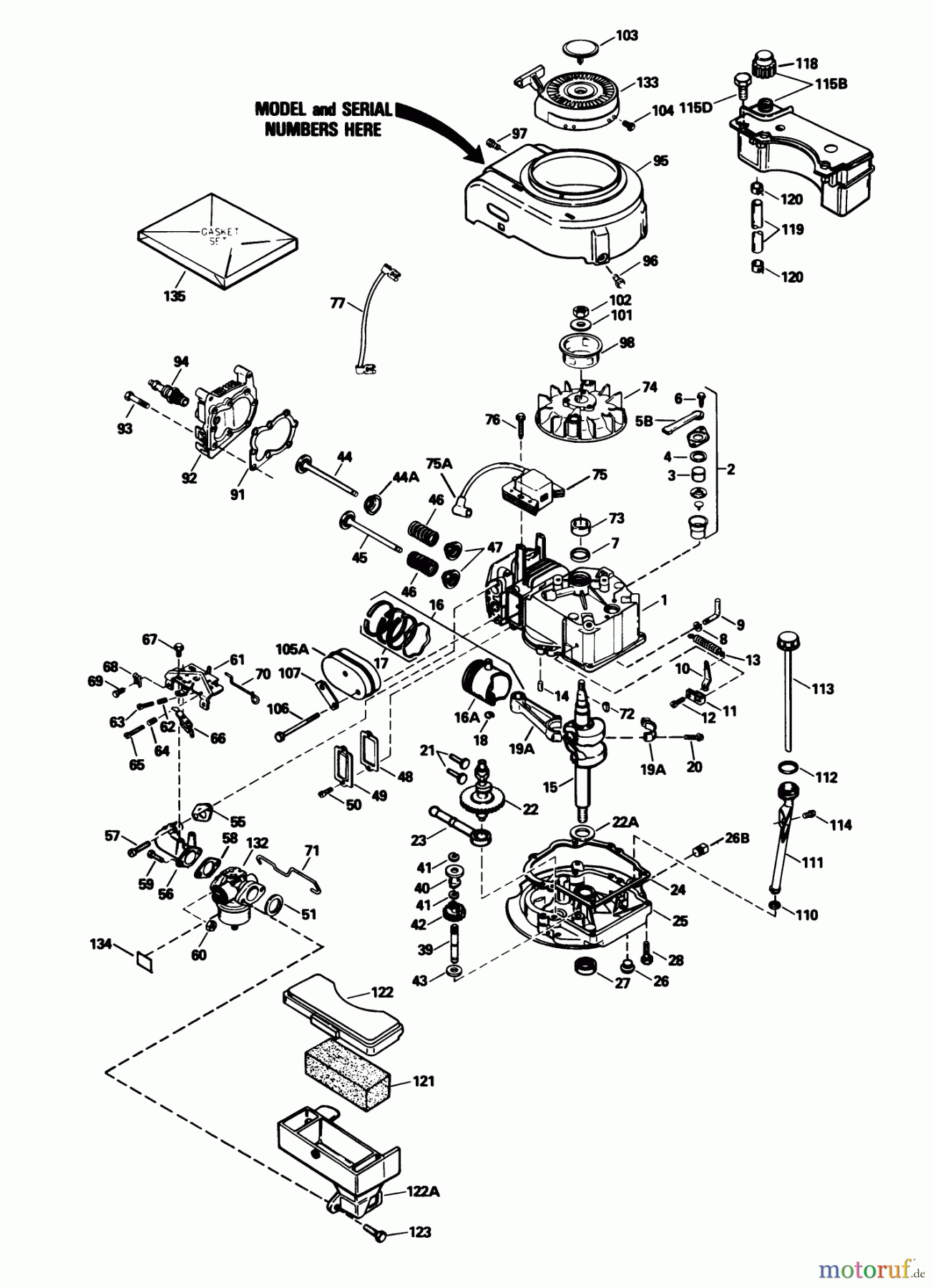 Toro Neu Mowers, Walk-Behind Seite 1 20632 - Toro Lawnmower, 1989 (9000001-9999999) ENGINE MODEL NO. TVS105-53113F