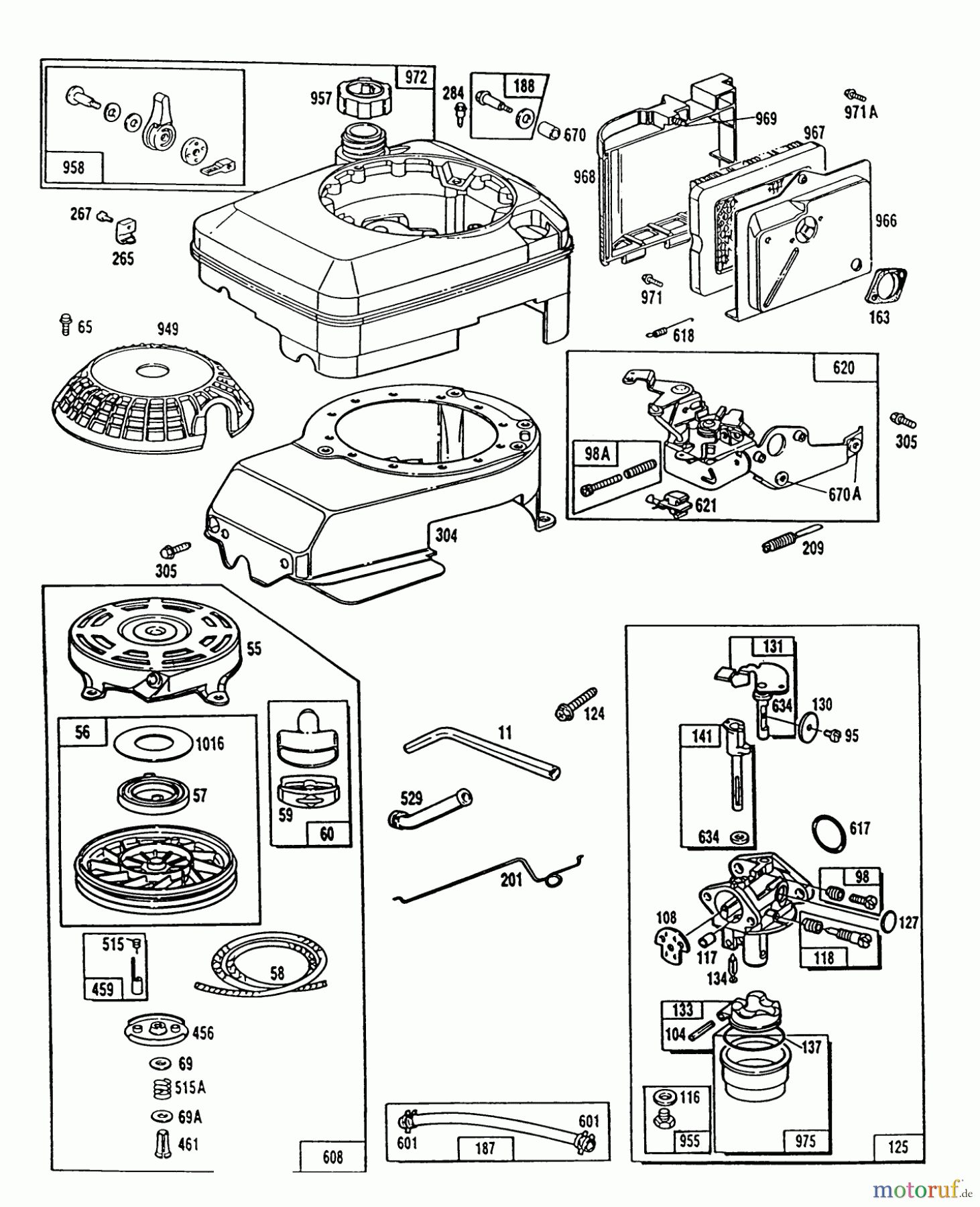 Toro Neu Mowers, Walk-Behind Seite 1 20667 - Toro Lawnmower, 1990 (0000001-0999999) ENGINE MODEL NO. 124702-0137-01