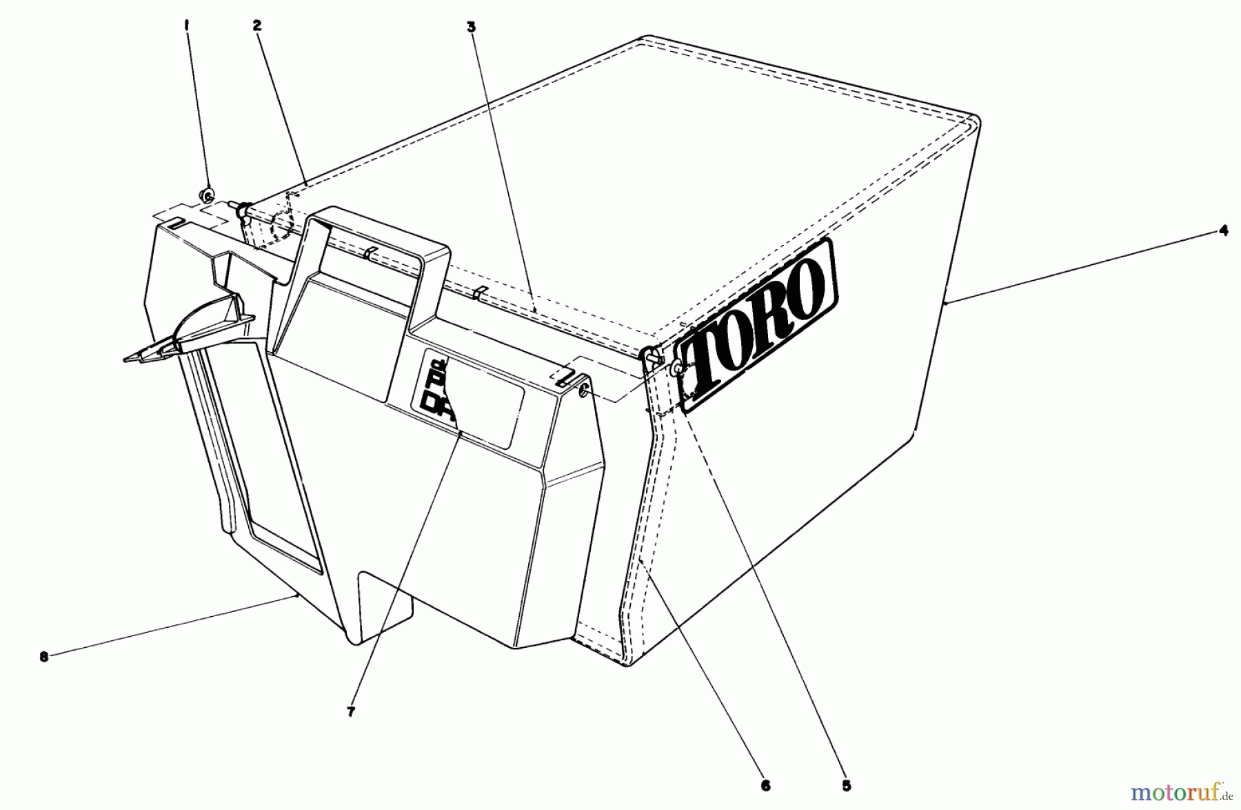 Toro Neu Mowers, Walk-Behind Seite 1 20672 - Toro Lawnmower, 1985 (5000001-5999999) GRASS BAG ASSEMBLY NO. 11-0189