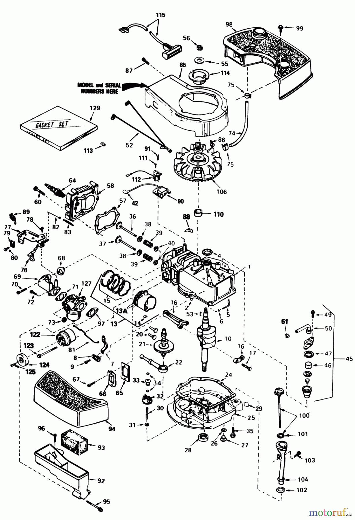 Toro Neu Mowers, Walk-Behind Seite 1 20676 - Toro Lawnmower, 1984 (4000001-4999999) ENGINE TECUMSEH MODEL NO. TNT100-10095E