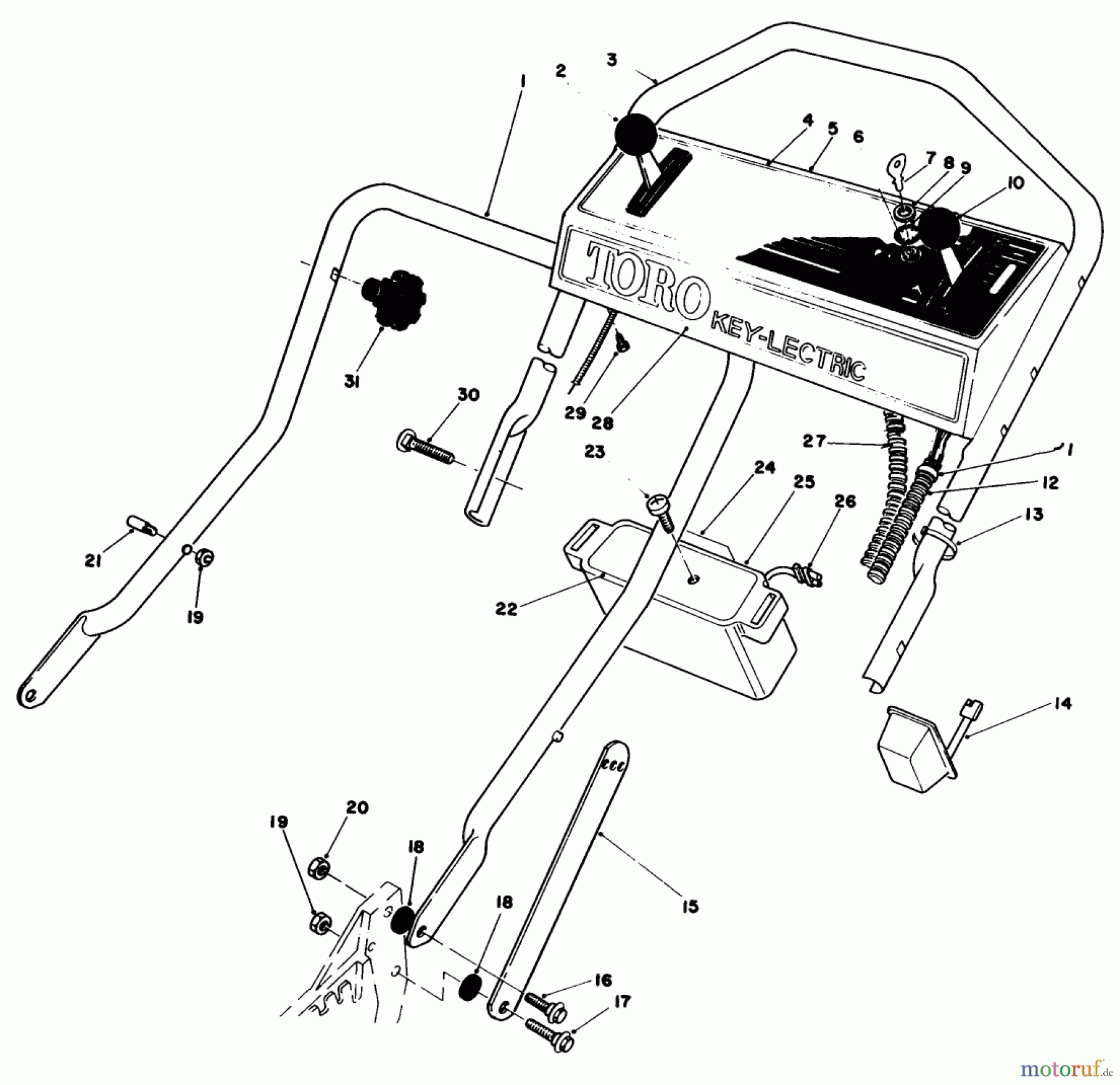 Toro Neu Mowers, Walk-Behind Seite 1 20676 - Toro Lawnmower, 1984 (4000001-4999999) HANDLE ASSEMBLY
