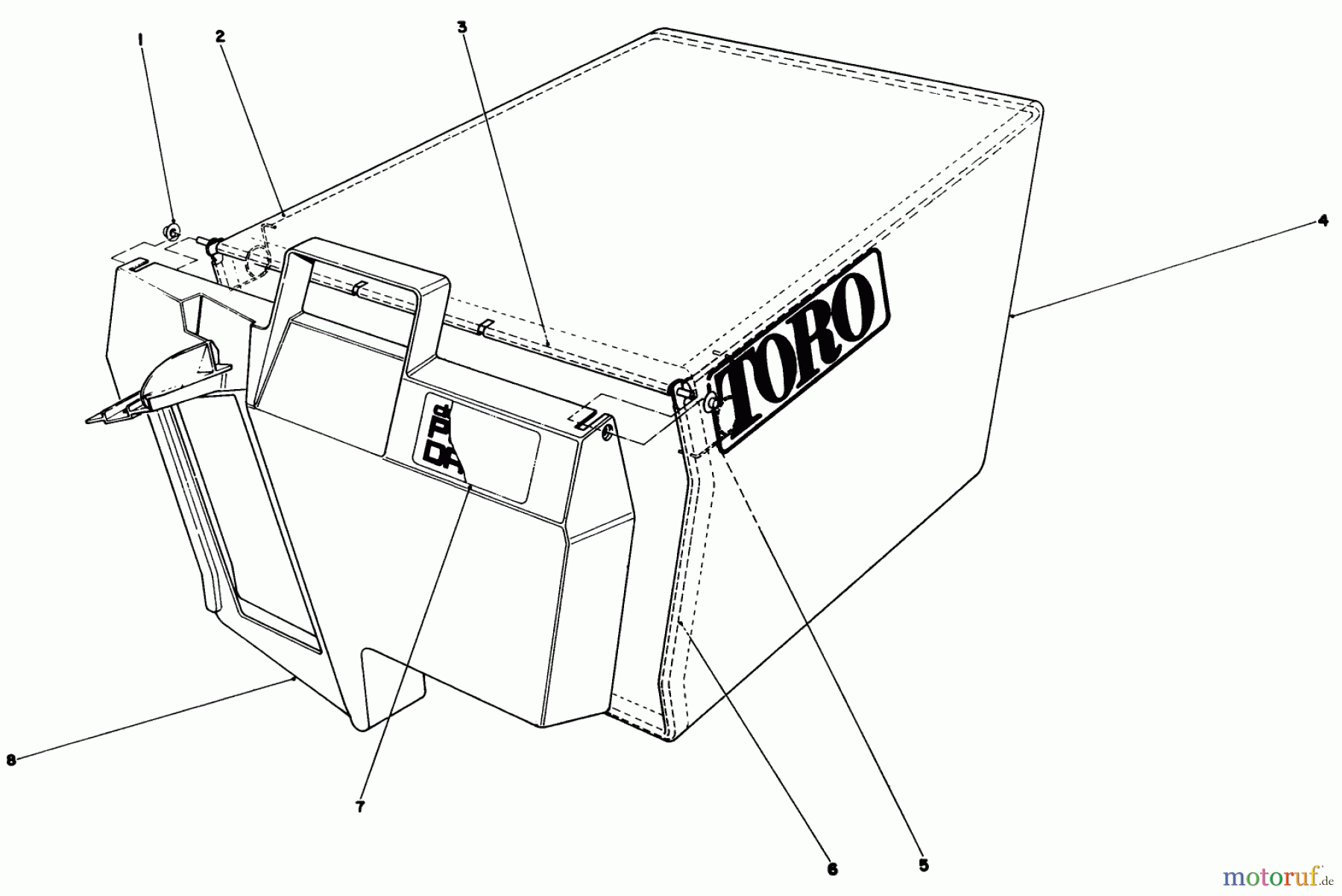 Toro Neu Mowers, Walk-Behind Seite 1 20677 - Toro Lawnmower, 1990 (0000001-0002101) GRASS BAG ASSEMBLY N0. 43-0018