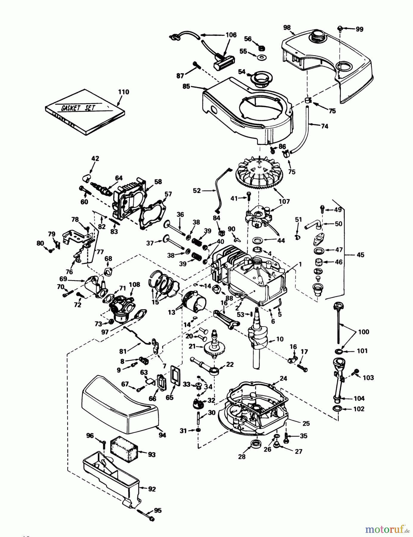 Toro Neu Mowers, Walk-Behind Seite 1 20690 - Toro Lawnmower, 1978 (8000001-8999999) ENGINE TECUMSEH MODEL NO. TNT 100-10048B