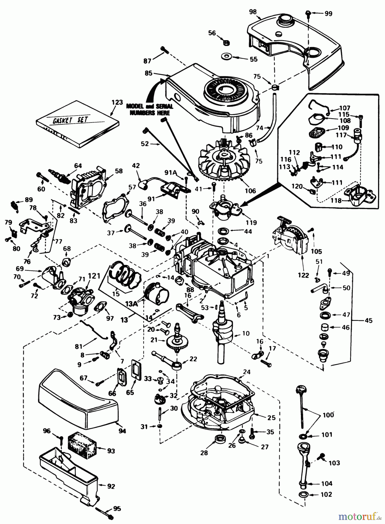 Toro Neu Mowers, Walk-Behind Seite 1 20700 - Toro Lawnmower, 1982 (2000001-2999999) ENGINE TECUMSEH MODEL NO. TNT 100-10079D