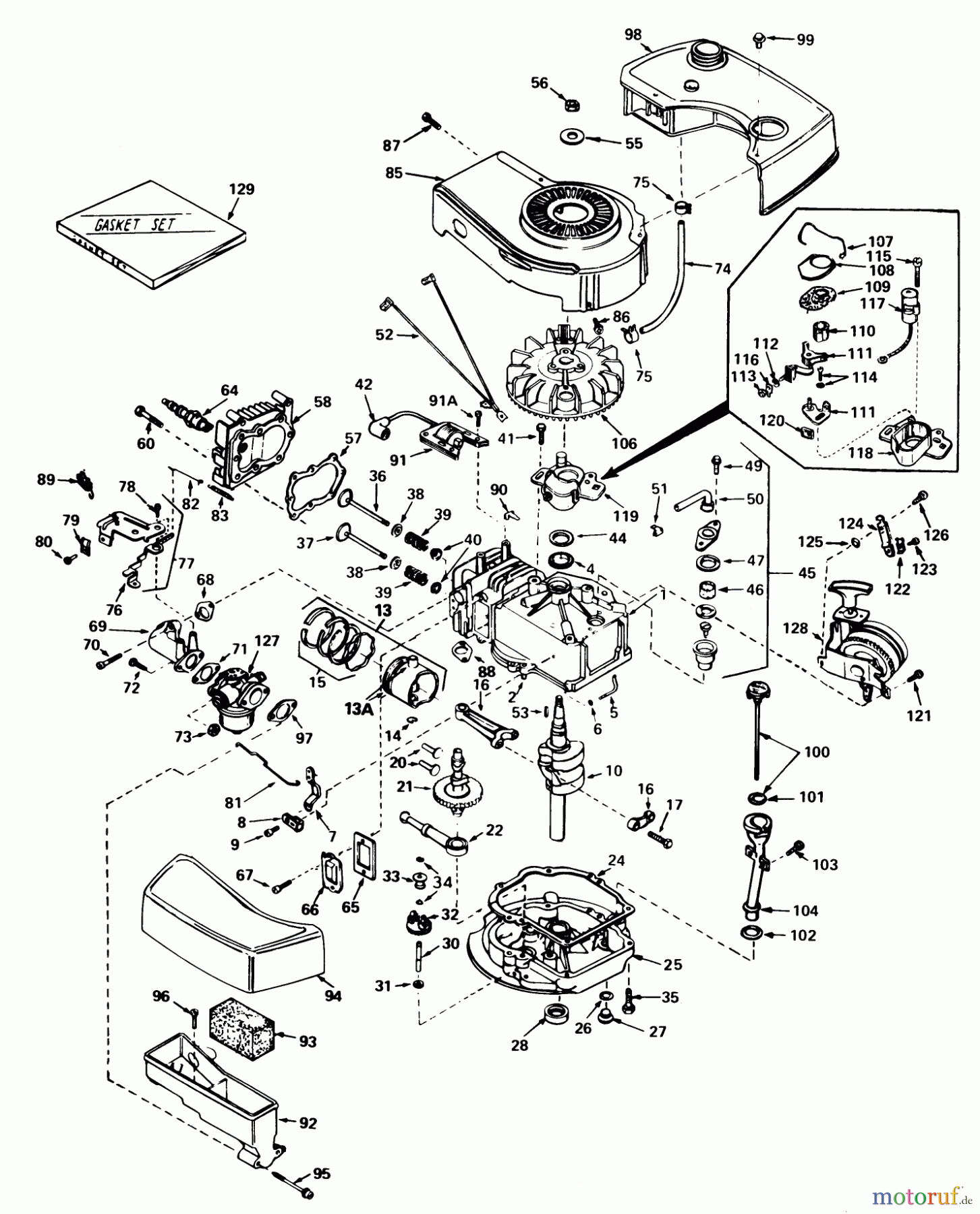 Toro Neu Mowers, Walk-Behind Seite 1 20705 - Toro Lawnmower, 1980 (0000001-0999999) ENGINE TECUMSEH MODEL NO. TNT 100-10069C
