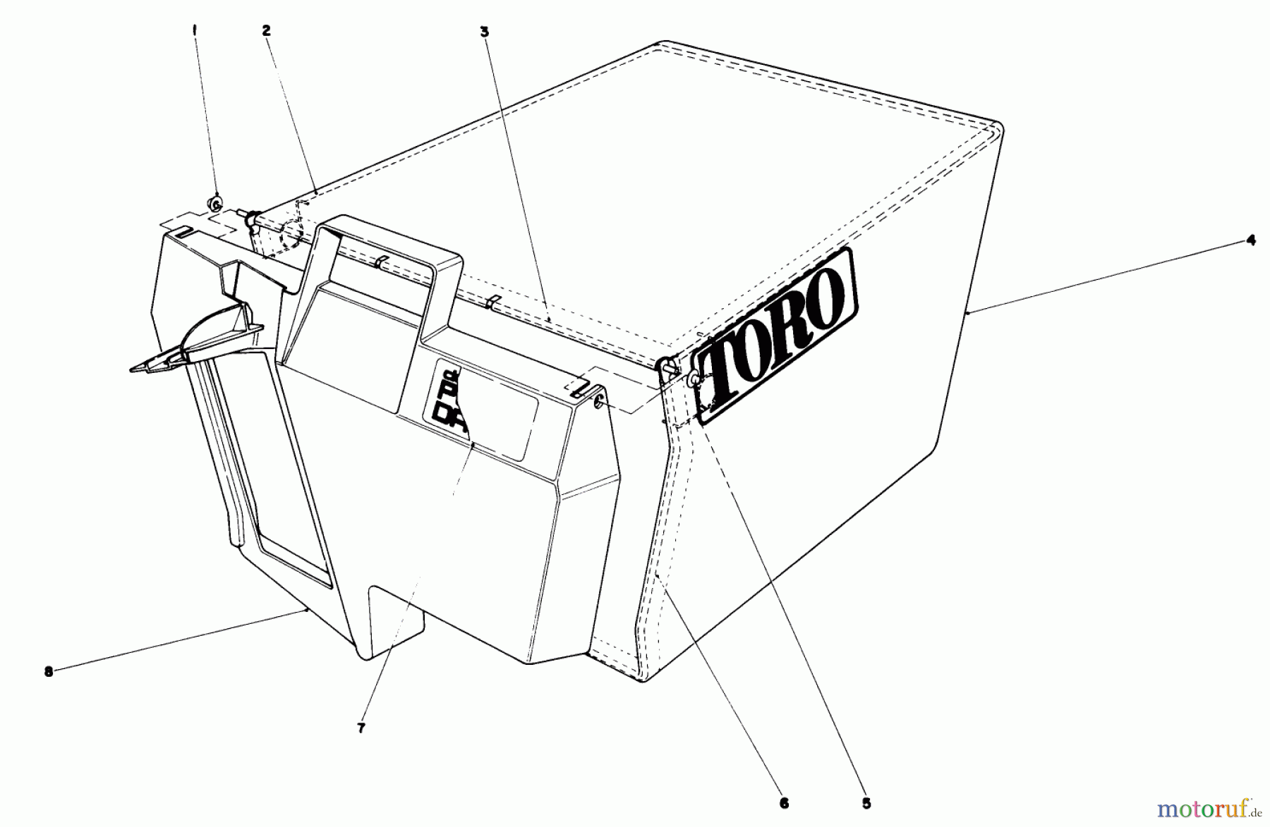 Toro Neu Mowers, Walk-Behind Seite 1 20715 - Toro Lawnmower, 1984 (4000001-4999999) GRASS BAG ASSEMBLY NO. 11-0189
