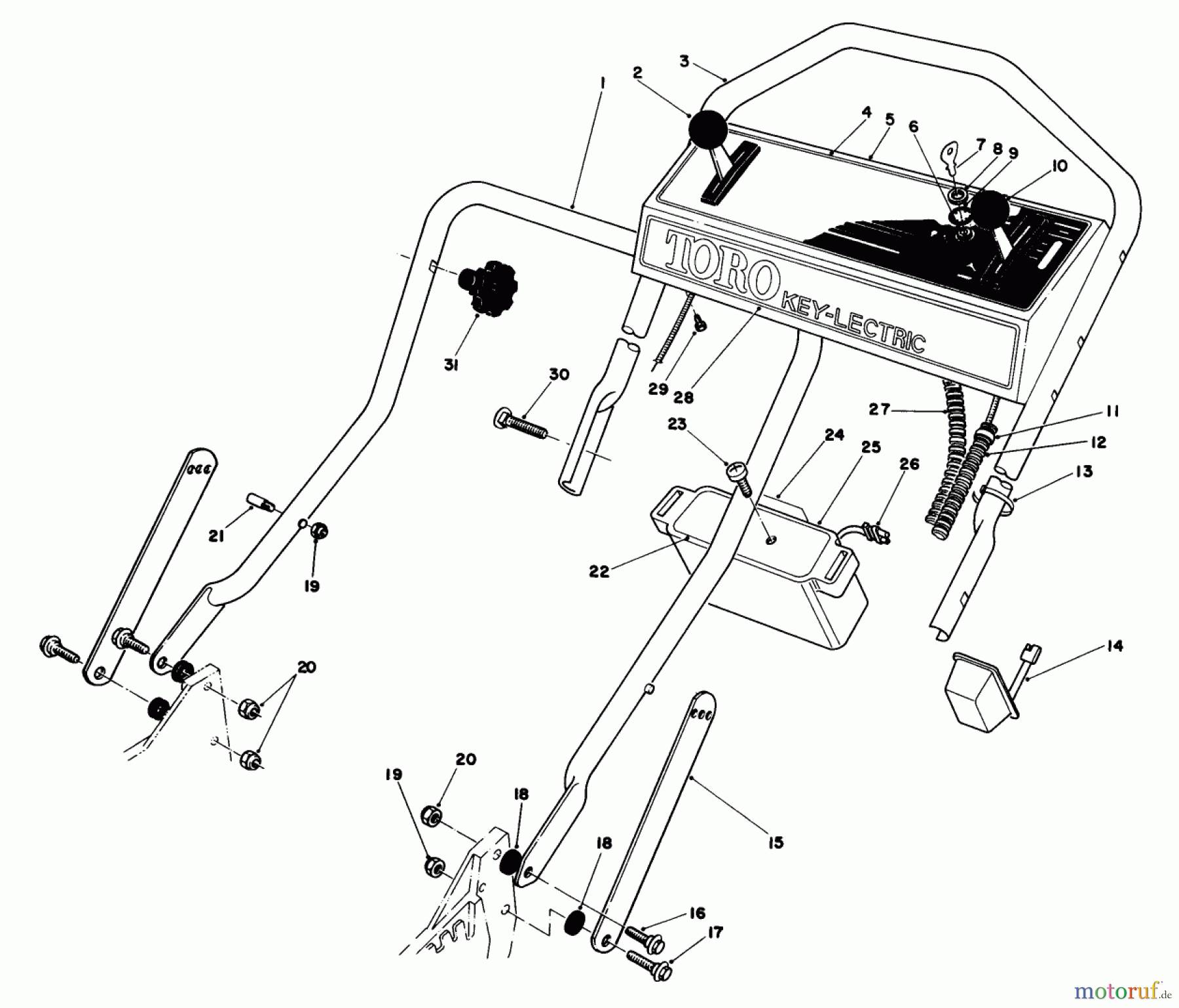 Toro Neu Mowers, Walk-Behind Seite 1 20715 - Toro Lawnmower, 1985 (5000001-5999999) HANDLE ASSEMBLY
