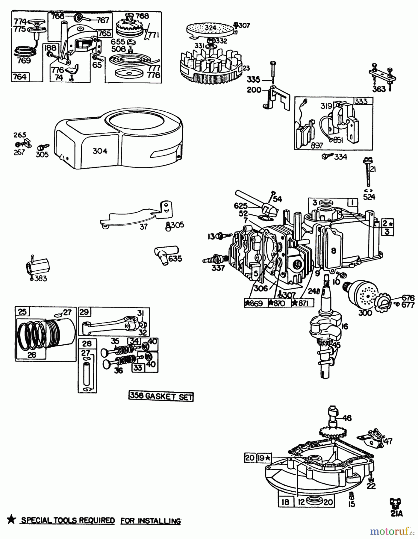 Toro Neu Mowers, Walk-Behind Seite 1 20742 - Toro Lawnmower, 1984 (4000001-4999999) ENGINE BRIGGS & STRATTON MODEL 92908-5205-01