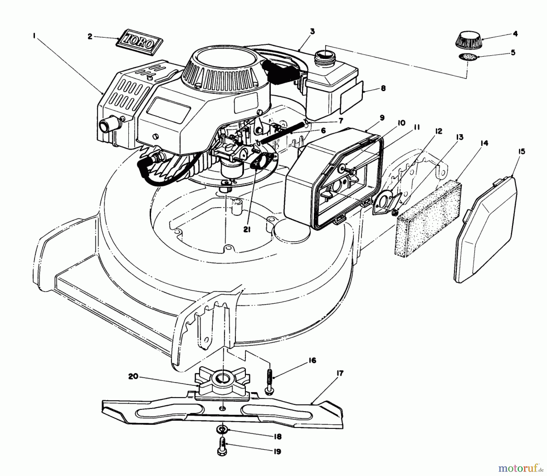 Toro Neu Mowers, Walk-Behind Seite 1 20745C - Toro Lawnmower, 1985 (5000001-5999999) ENGINE ASSEMBLY