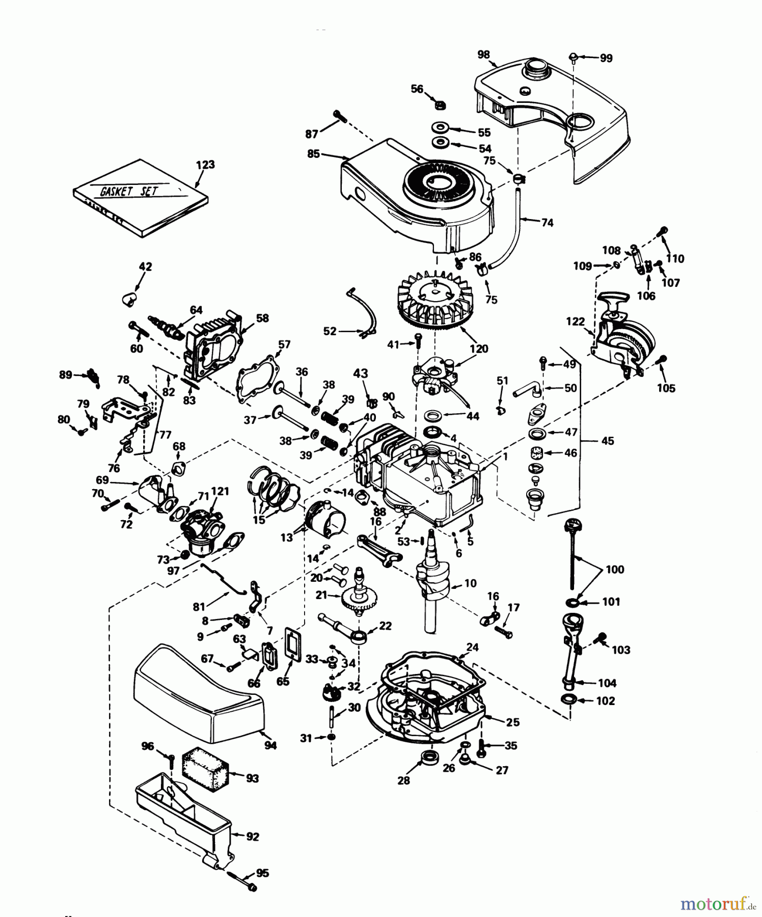 Toro Neu Mowers, Walk-Behind Seite 1 20752 - Toro Lawnmower, 1978 (8000001-8999999) ENGINE TECUMSEH MODEL NO. TNT 100-10059B
