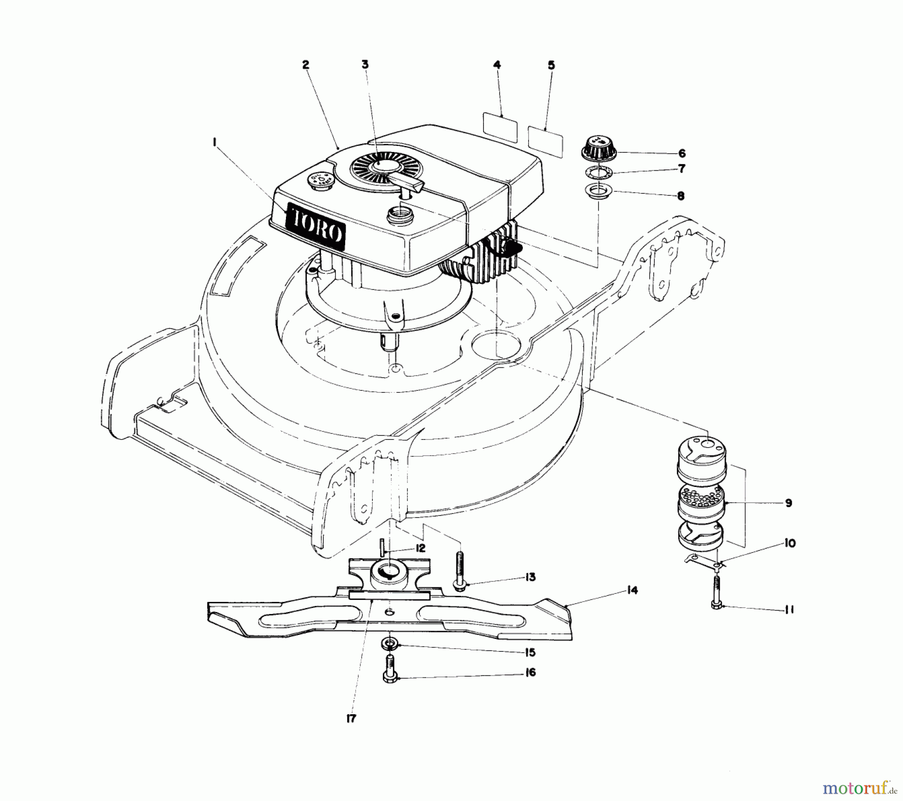 Toro Neu Mowers, Walk-Behind Seite 1 20758 - Toro Lawnmower, 1980 (0000001-0999999) ENGINE ASSEMBLY