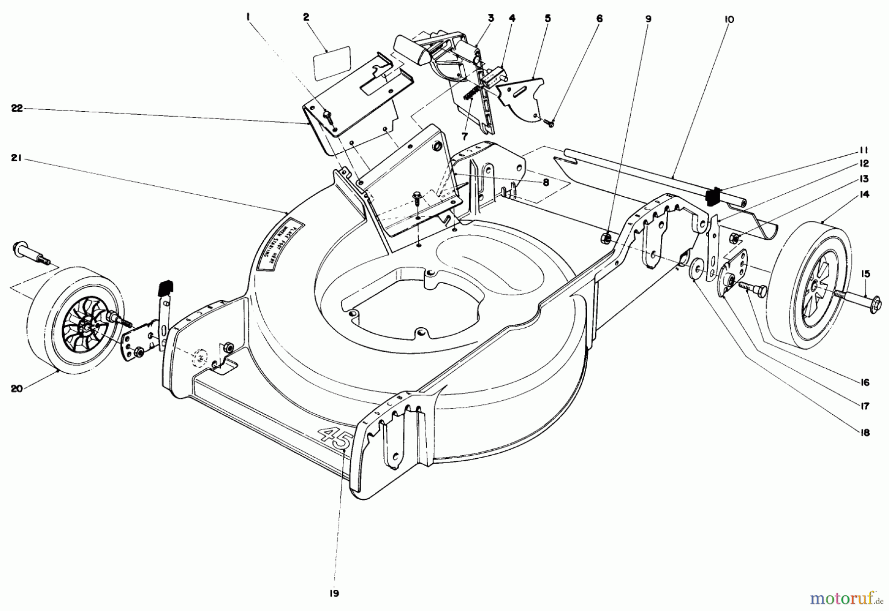 Toro Neu Mowers, Walk-Behind Seite 1 20758 - Toro Lawnmower, 1982 (2000001-2999999) HOUSING ASSEMBLY