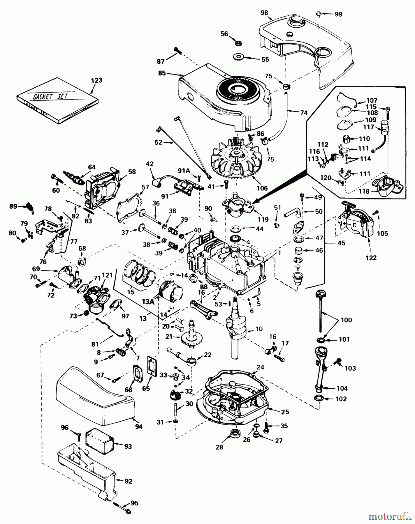 Toro Neu Mowers, Walk-Behind Seite 1 20788 - Toro Lawnmower, 1980 (0000001-0999999) ENGINE TECUMSEH MODEL NO. TNT 100-10066C