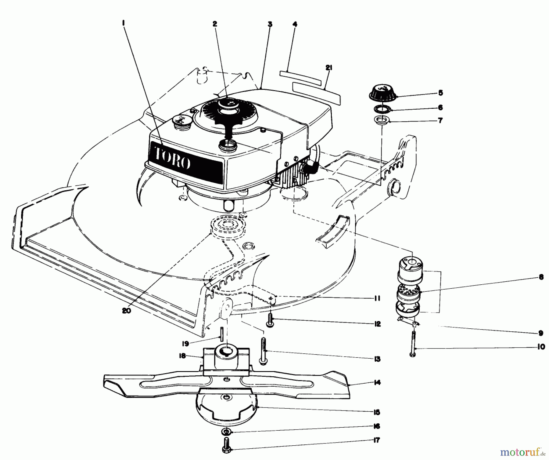 Toro Neu Mowers, Walk-Behind Seite 1 20810 - Toro Lawnmower, 1981 (1000001-1999999) ENGINE ASSEMBLY
