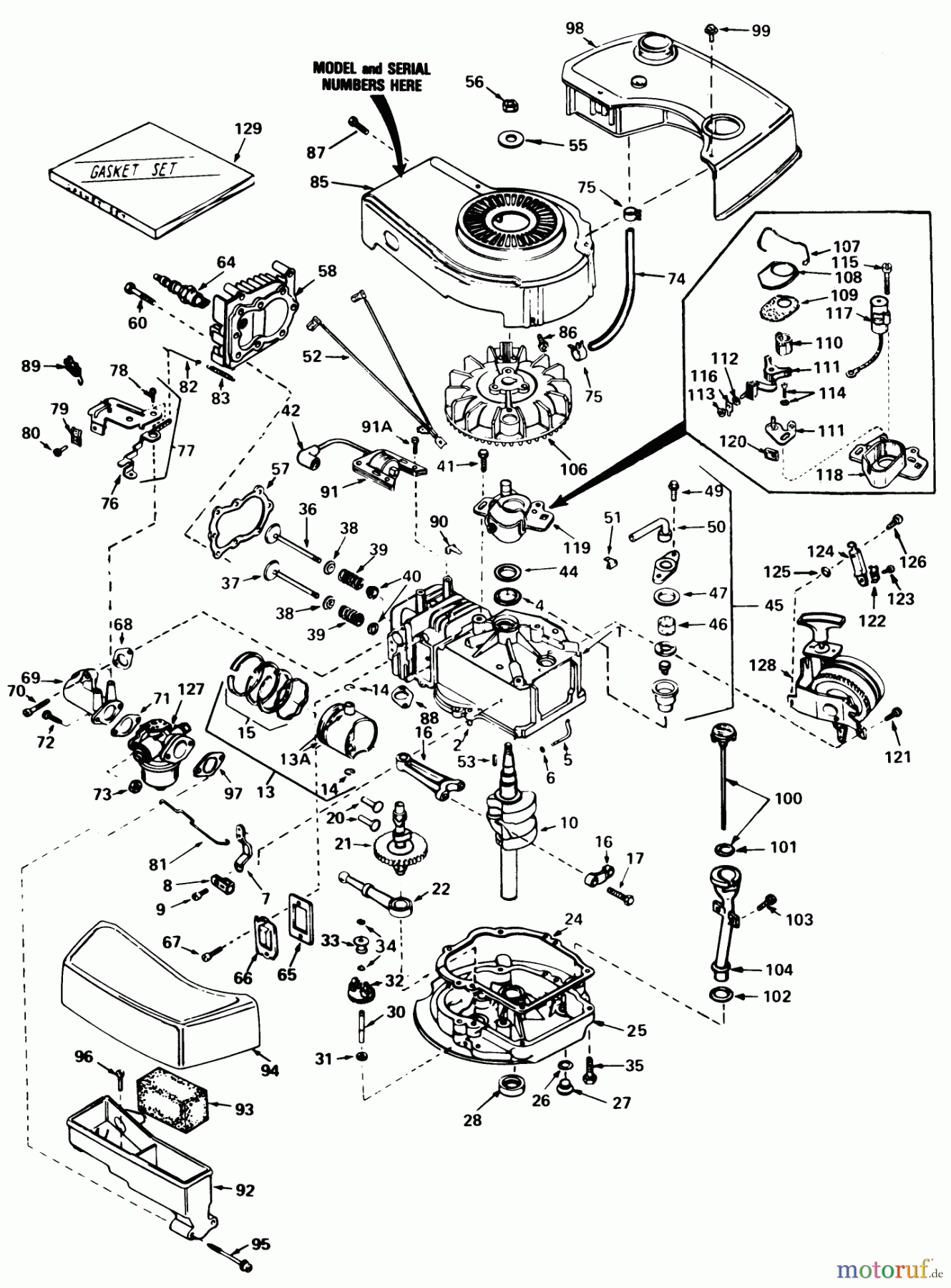Toro Neu Mowers, Walk-Behind Seite 1 20810 - Toro Lawnmower, 1981 (1000001-1999999) ENGINE TECUMSEH MODEL NO. TNT-100-10063D