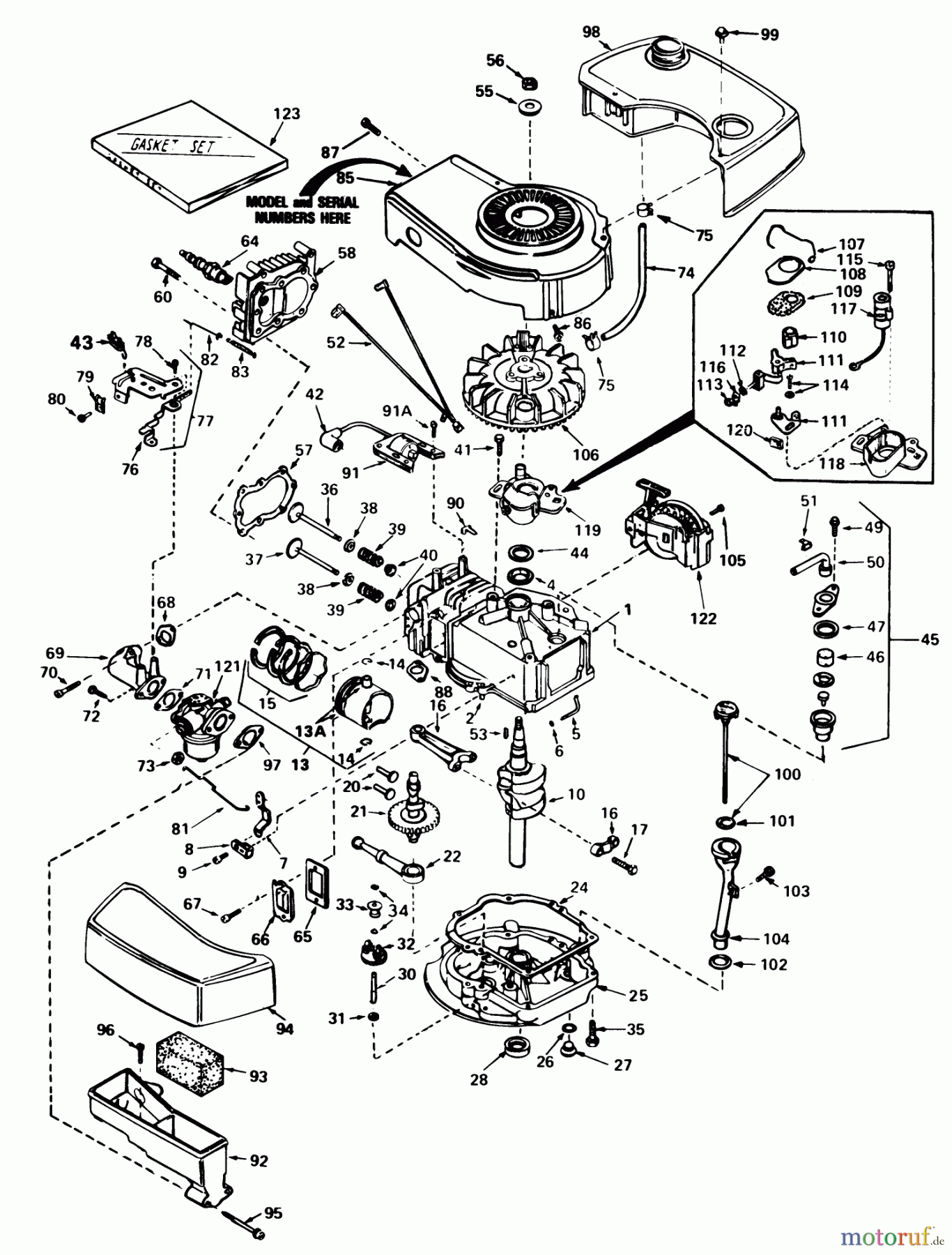 Toro Neu Mowers, Walk-Behind Seite 1 20810 - Toro Lawnmower, 1982 (2000001-2999999) ENGINE TECUMSEH MODEL NO. TNT 100-10076D