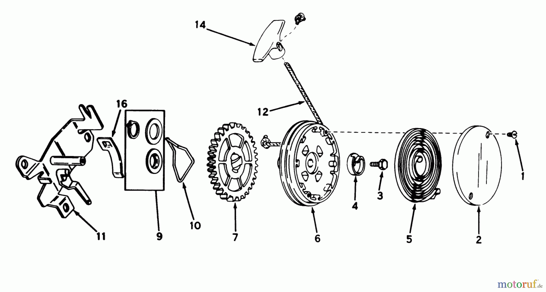  Toro Neu Mowers, Walk-Behind Seite 2 21658 - Toro Whirlwind II Deluxe, 1978 (8000001-8999999) REWIND STARTER NO. 590519 (MOWER MODEL NO. 21658)(ENGINE NO. TNT 100-10055B)