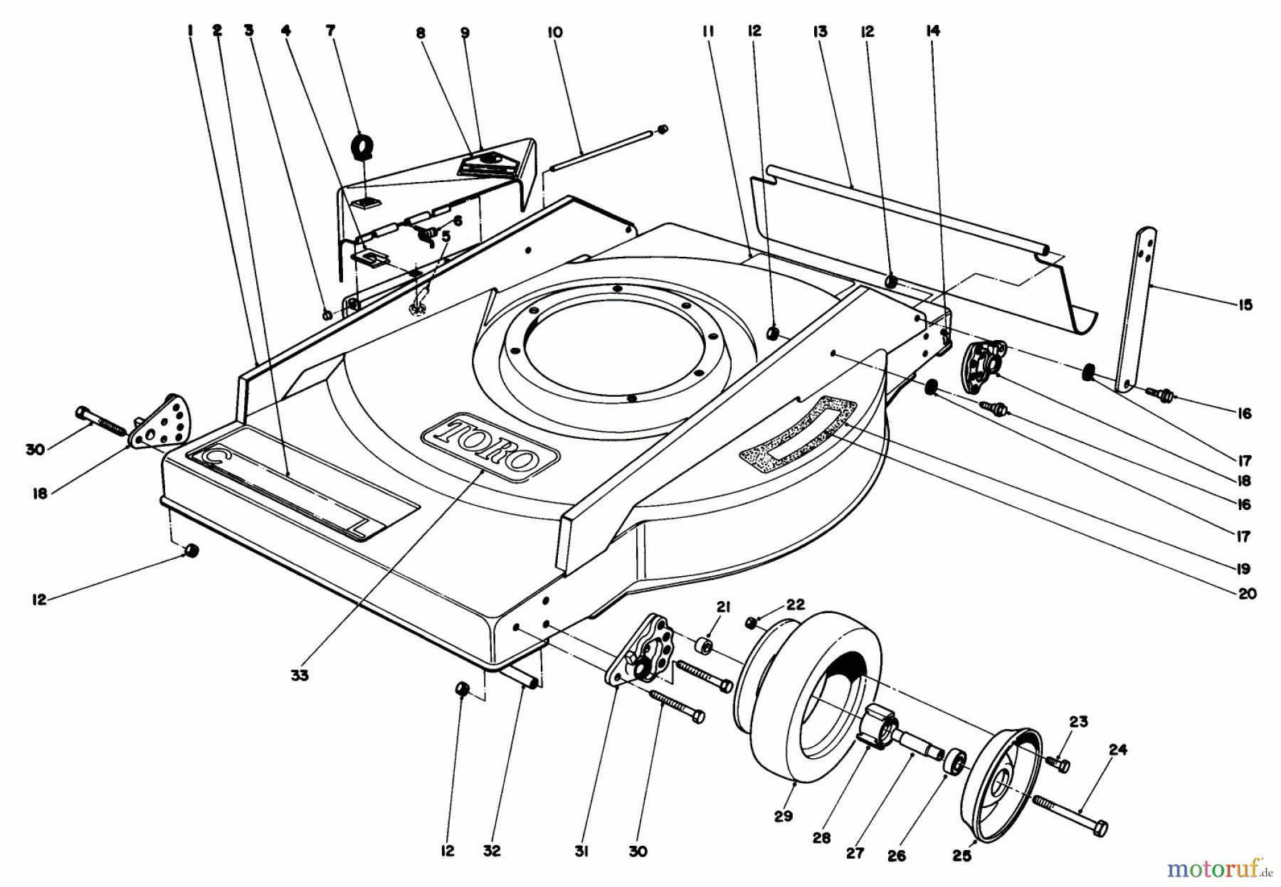  Toro Neu Mowers, Walk-Behind Seite 2 22005 - Toro Lawnmower, 1986 (6000001-6999999) MOWER HOUSING ASSEMBLY