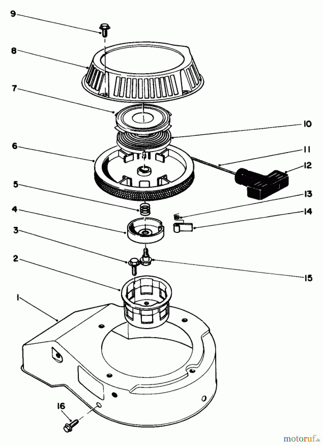Toro Neu Mowers, Walk-Behind Seite 2 22030 - Toro Lawnmower, 1985 (5000001-5999999) RECOIL STARTER ASSEMBLY
