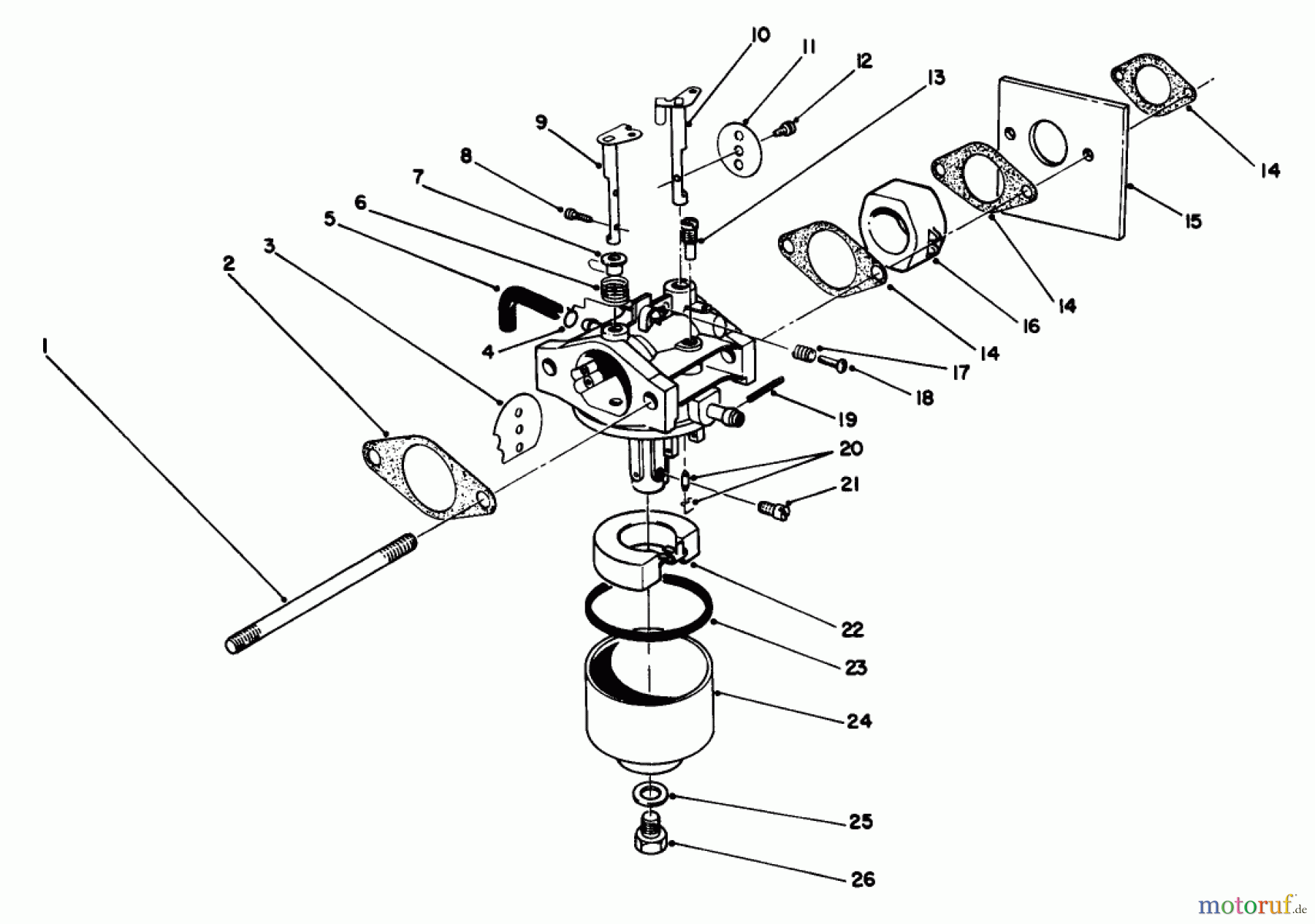  Toro Neu Mowers, Walk-Behind Seite 2 22036 - Toro Lawnmower, 1990 (0000001-0999999) CARBURETOR ASSEMBLY (MODEL NO. 47PK9-3)